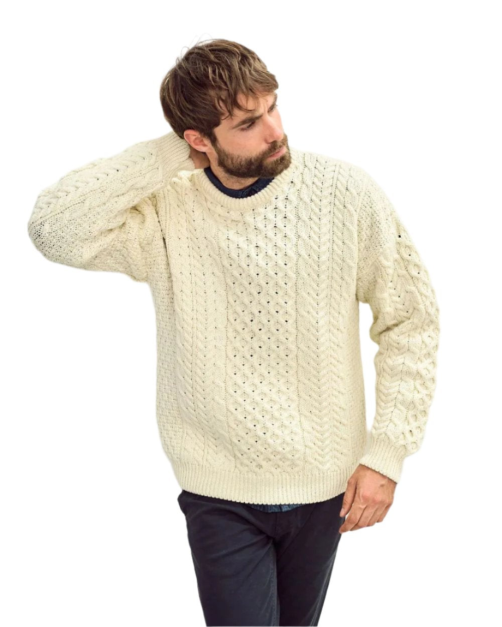 Aran Inisheer Traditional Irish Wool Sweater for Men & Women - Warm Handmade Knitwear for Winter, Fall & Outdoor Activities