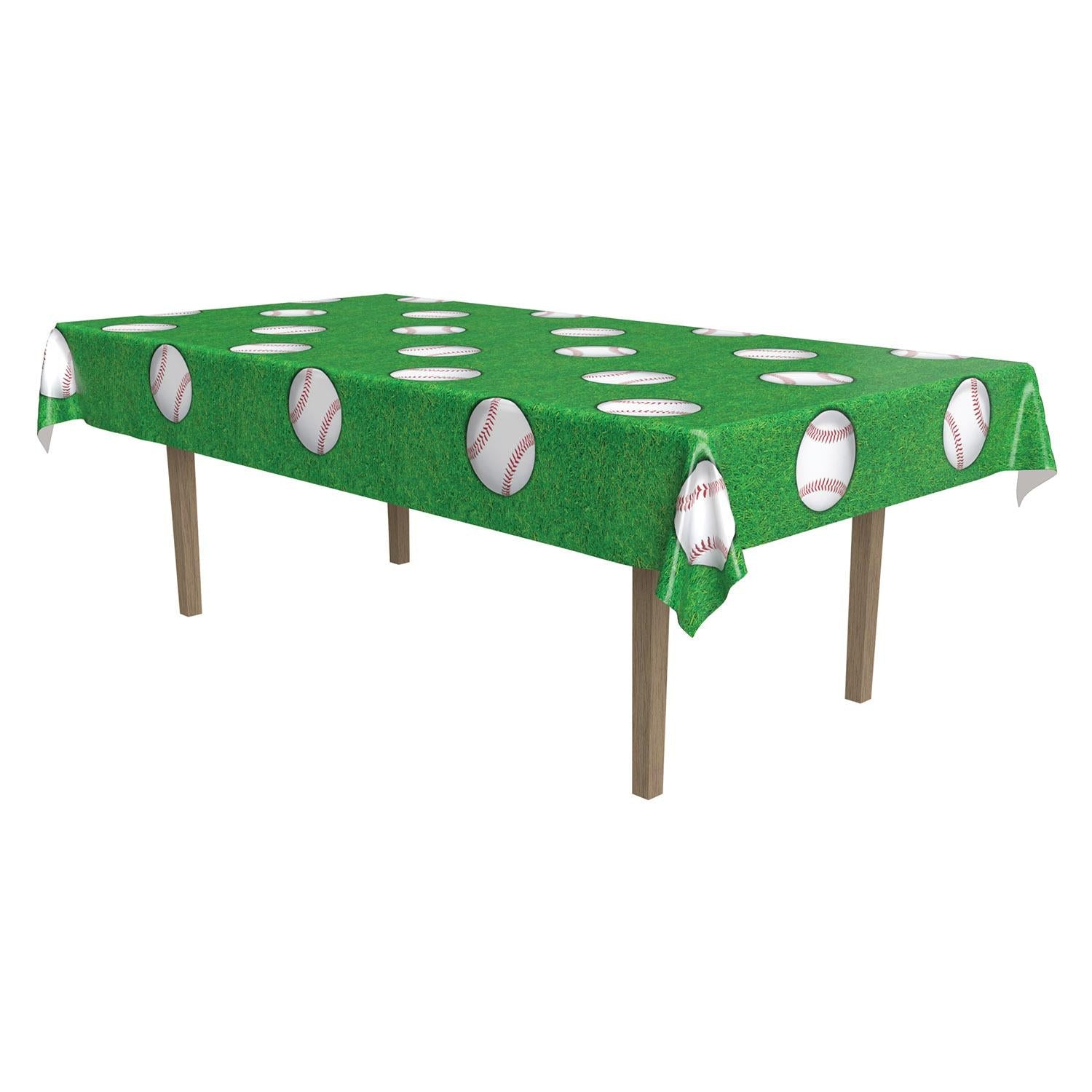 12 Pack Beistle Baseball Party Table Covers - Premium Plastic Tablecloths for Baseball Themed Birthday, Game Day & Sports Events Decorations