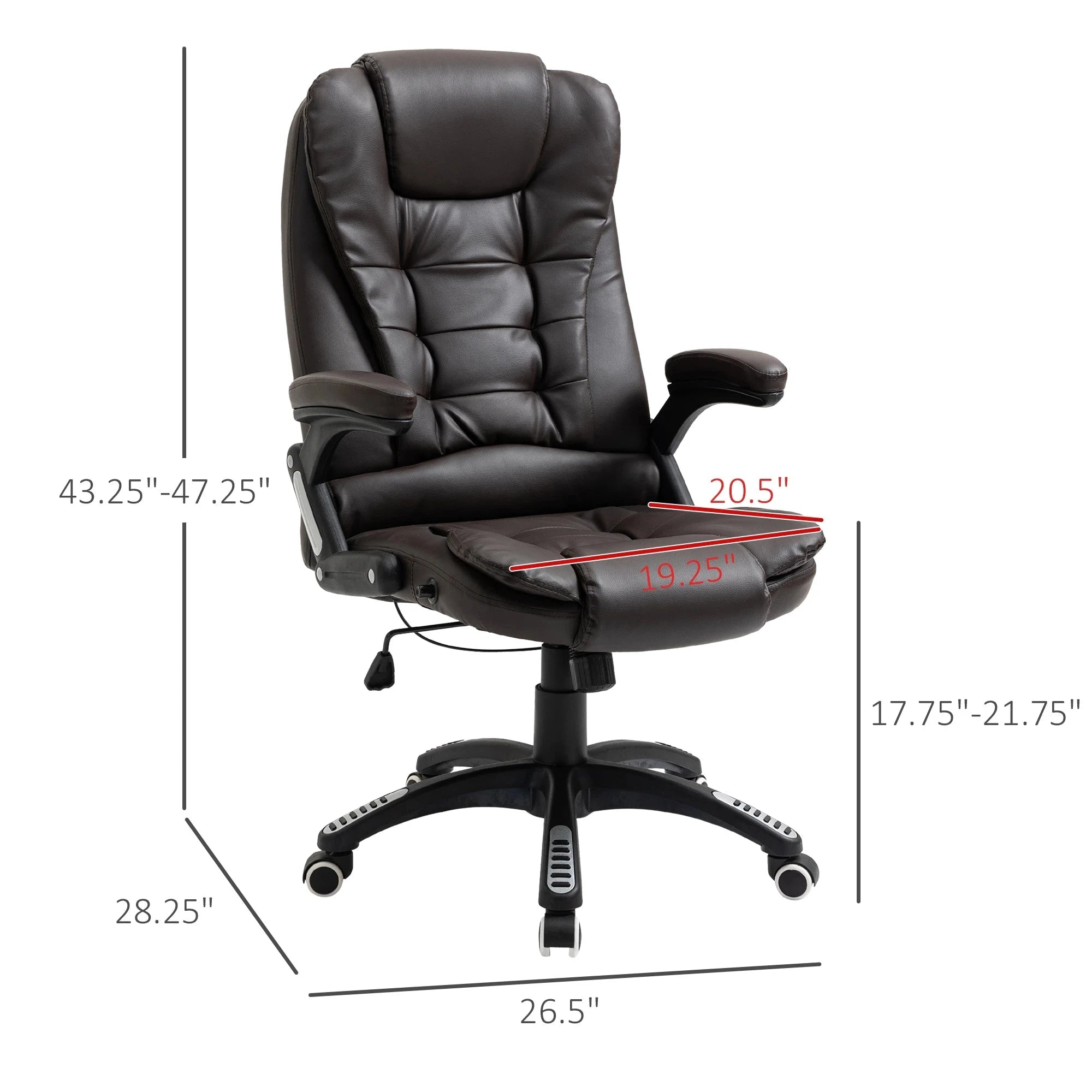 Premium High Back Faux Leather Executive Office Chair - Ergonomic Swivel Seat with Adjustable Height (Black/Gray) - Perfect for Home Office, Conference Rooms & Corporate Workspaces