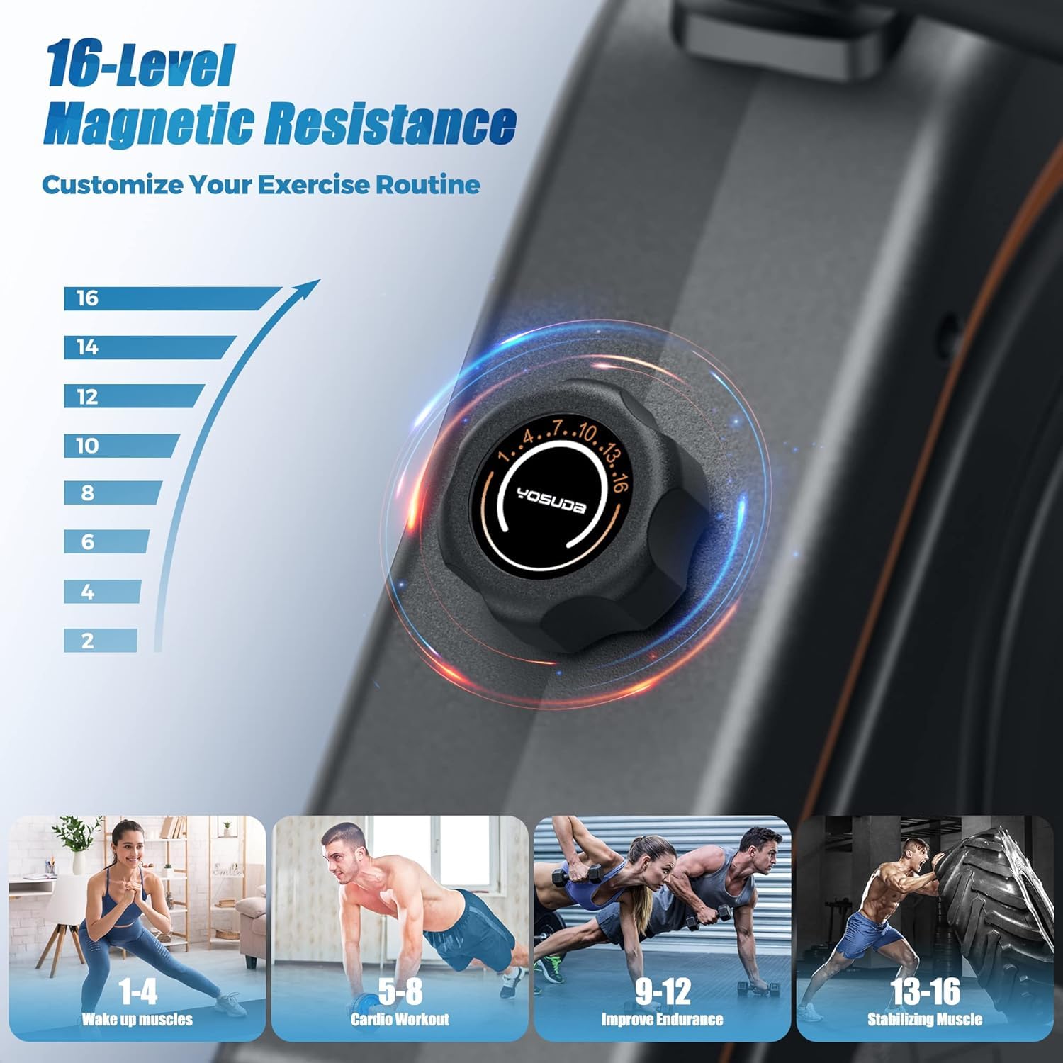 YOSUDA Magnetic Rowing Machine for Home Gym - 350lbs Weight Capacity, Bluetooth Connectivity, Foldable Design | Perfect for Full-Body Workout, Cardio Training & Small Spaces