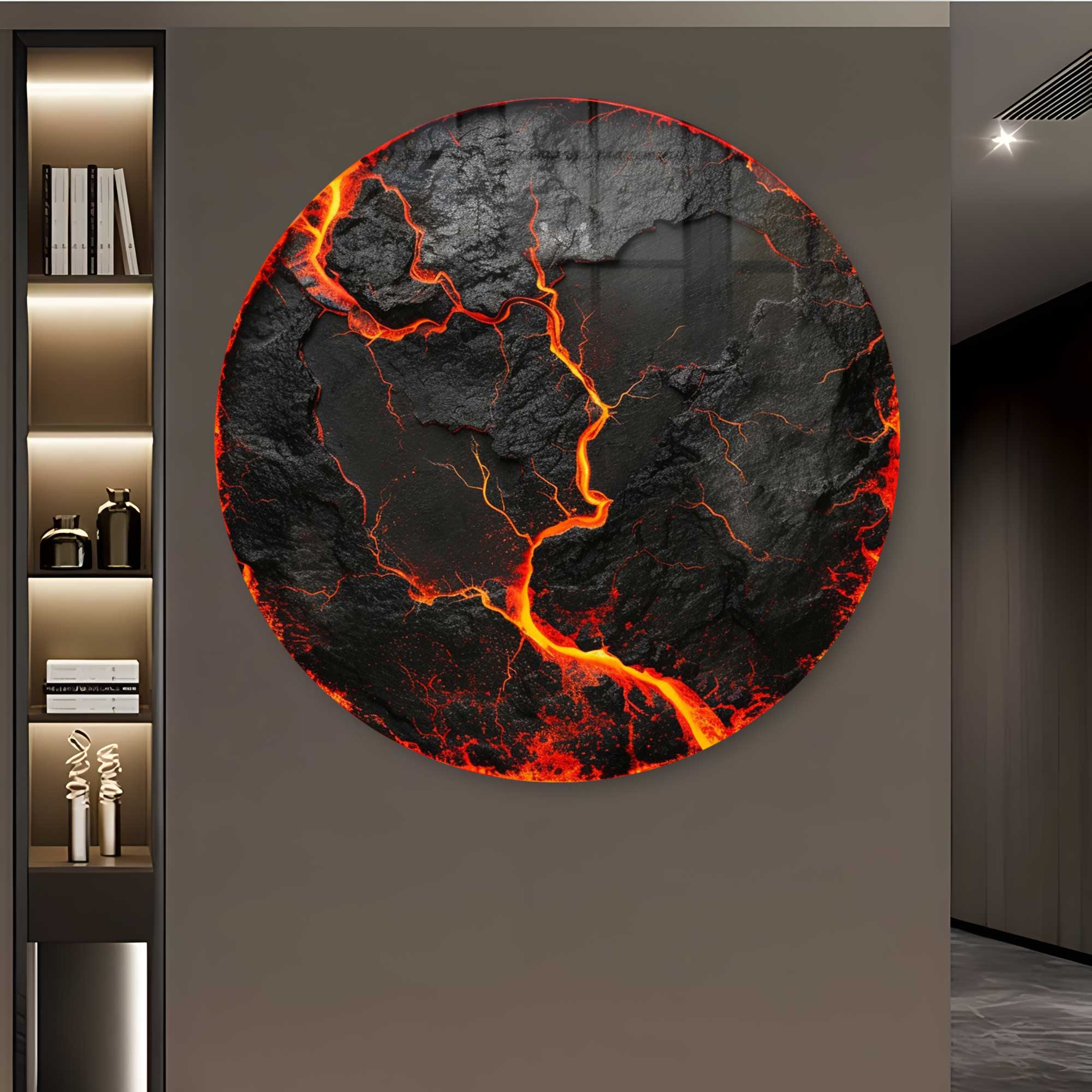 Lava Rounded Glass Wall Art - Modern Abstract Home Decor for Living Room, Bedroom & Office - Shatter-Resistant Tempered Glass with Elegant Design