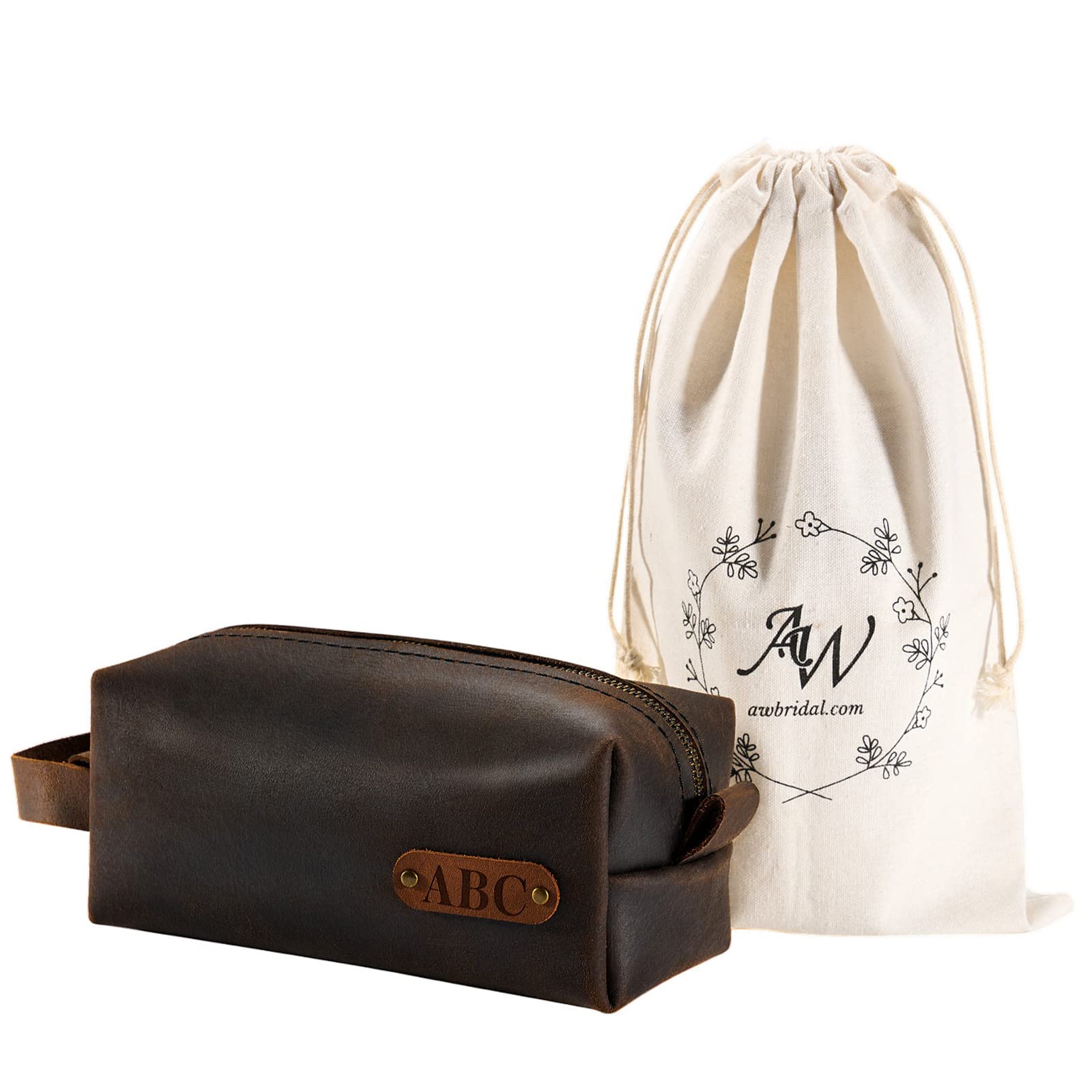 Personalized Leather Travel Toiletry Bag for Men - Hanging Dopp Kit & Shaving Bag - Unique Wedding, Anniversary & Birthday Gifts for Groomsmen - Perfect for Travel, Business Trips & Grooming Essentials