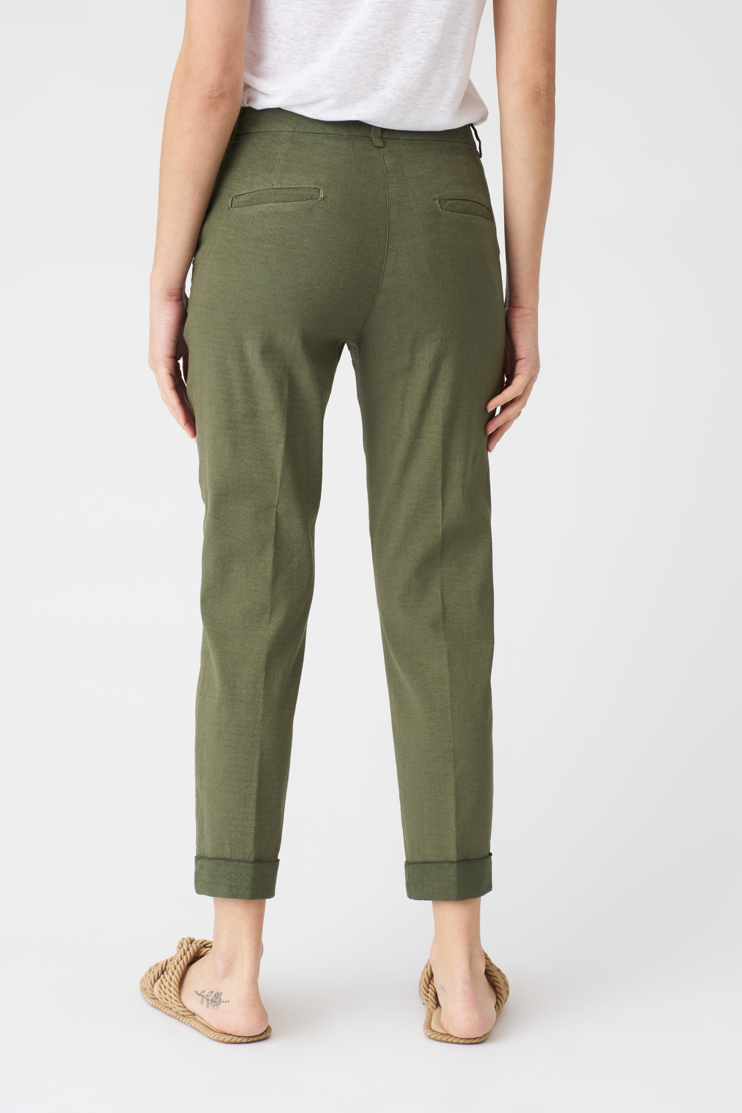 Women's High Waisted Cropped Chino Pants - Slim Fit Ankle Length Trousers for Work, Casual & Travel