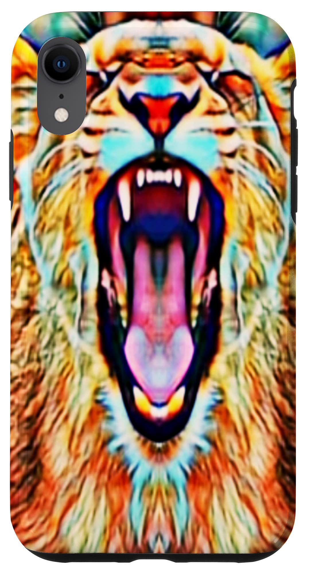 iPhone XR Case with Angry Tiger Face Cartoon Design - Durable Protective Cover for Everyday Use, Work, and Travel