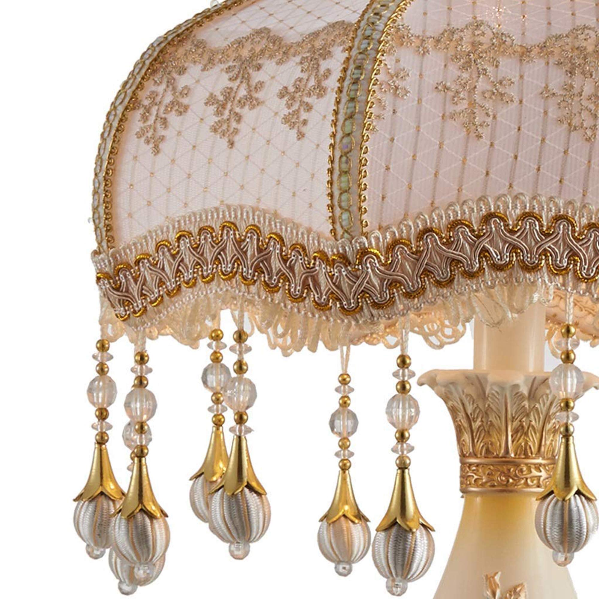 12.5 Inch European Retro Style Table Lamp with Fabric Shade - Bedside Desk Lamp for Living Room, Bedroom & Wedding Decor - Perfect for Reading, Home Office & Romantic Ambience Lighting