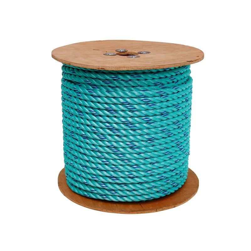 3 Strand Safety Poly Blue Steel 5/8in 600ft Reel - Heavy Duty Marine Rope for Boating, Dock Lines & Water Sports