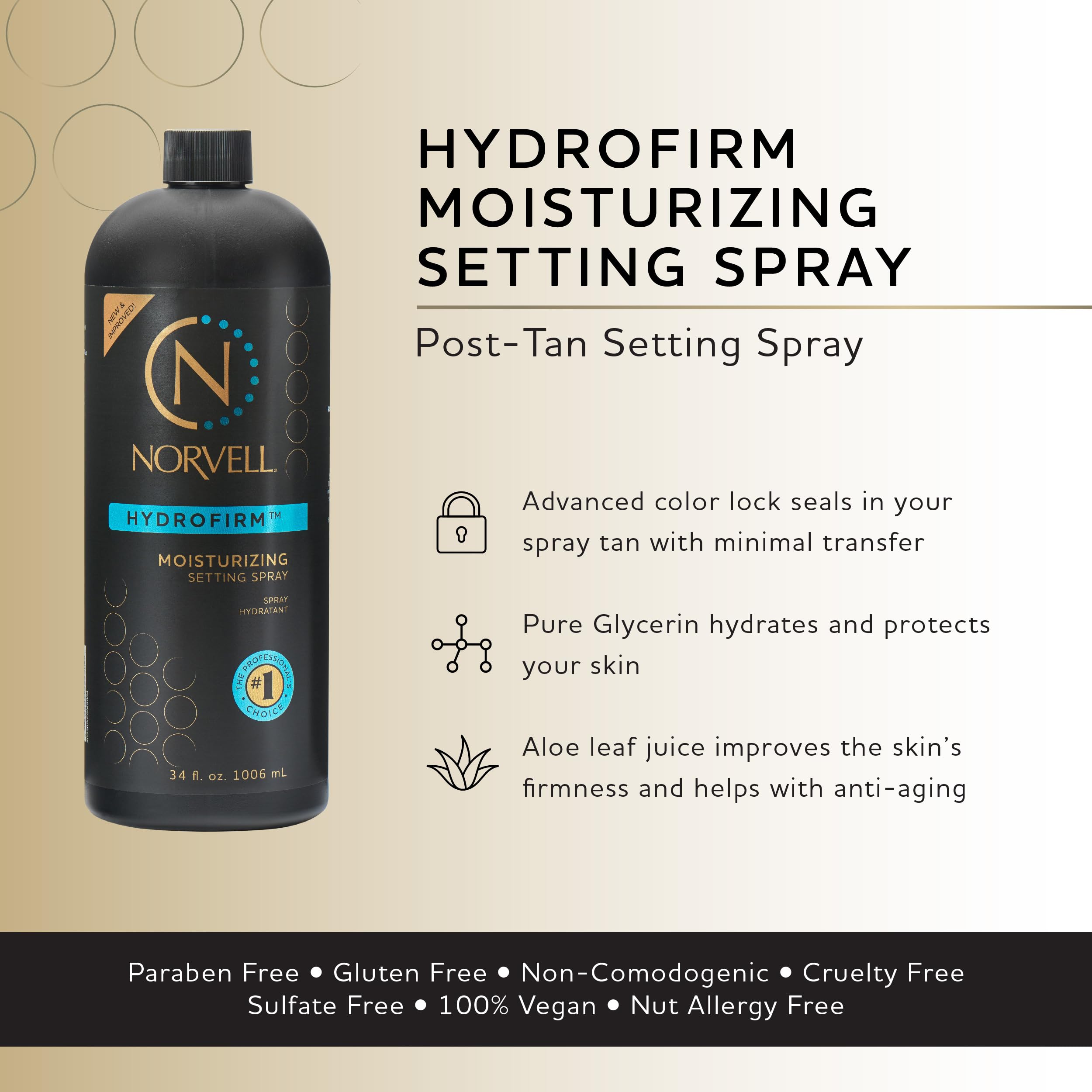Norvell Post Sunless Hydrofirm Moisturizing Spray - 1 Liter Hydrating Body Moisturizer for Sunless Tanning Aftercare & Skin Firming | Perfect for Post-Tanning Care, Dry Skin Relief & Daily Hydration