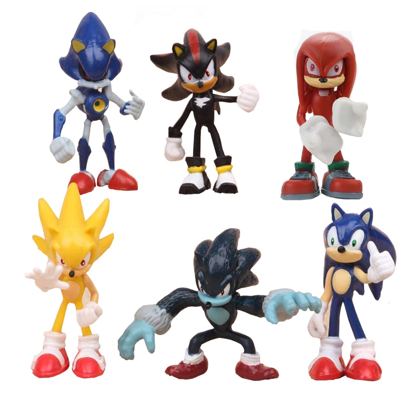 Premium Sonic the Hedgehog Cake Toppers Set - 6-Piece Action Figure Toy Decorations for Birthday Cakes, Cupcakes & Party Desserts - Perfect for Sonic Themed Parties, Baby Showers & Gaming Celebrations