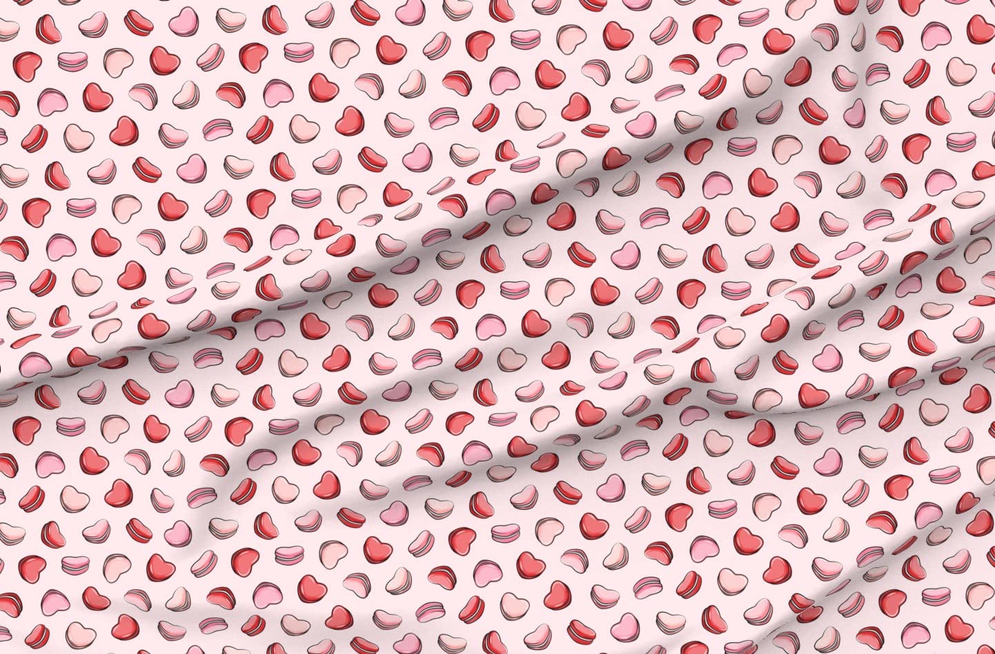 Heart Macarons Valentine's Day Printed Cotton Fabric - Pink Hearts Love Cookies Design on Petal Signature Cotton, Fat Quarter for Sewing, Quilting, Apparel & Crafts | Perfect for DIY Valentine Gifts, Home Decor & Fashion Accessories