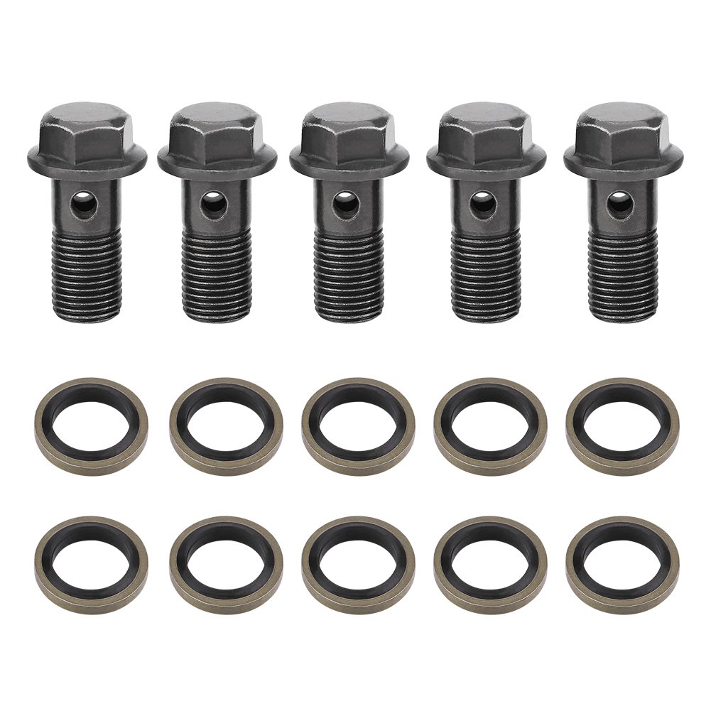 5Pcs M10X1.0mm Banjo Bolt Washer Kit - High-Quality Iron Banjo Bolt Gasket Sealing Washers for Brake Caliper & Master Cylinder - Perfect for Automotive Brake System Repairs and Motorcycle Maintenance