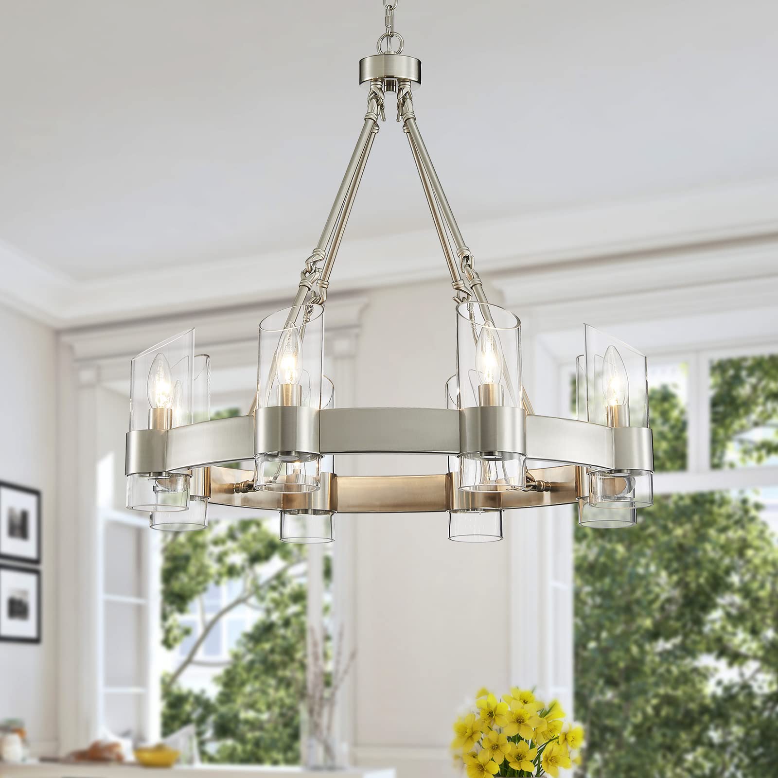 WUZUPS 8-Light Wagon Wheel Chandelier - 26