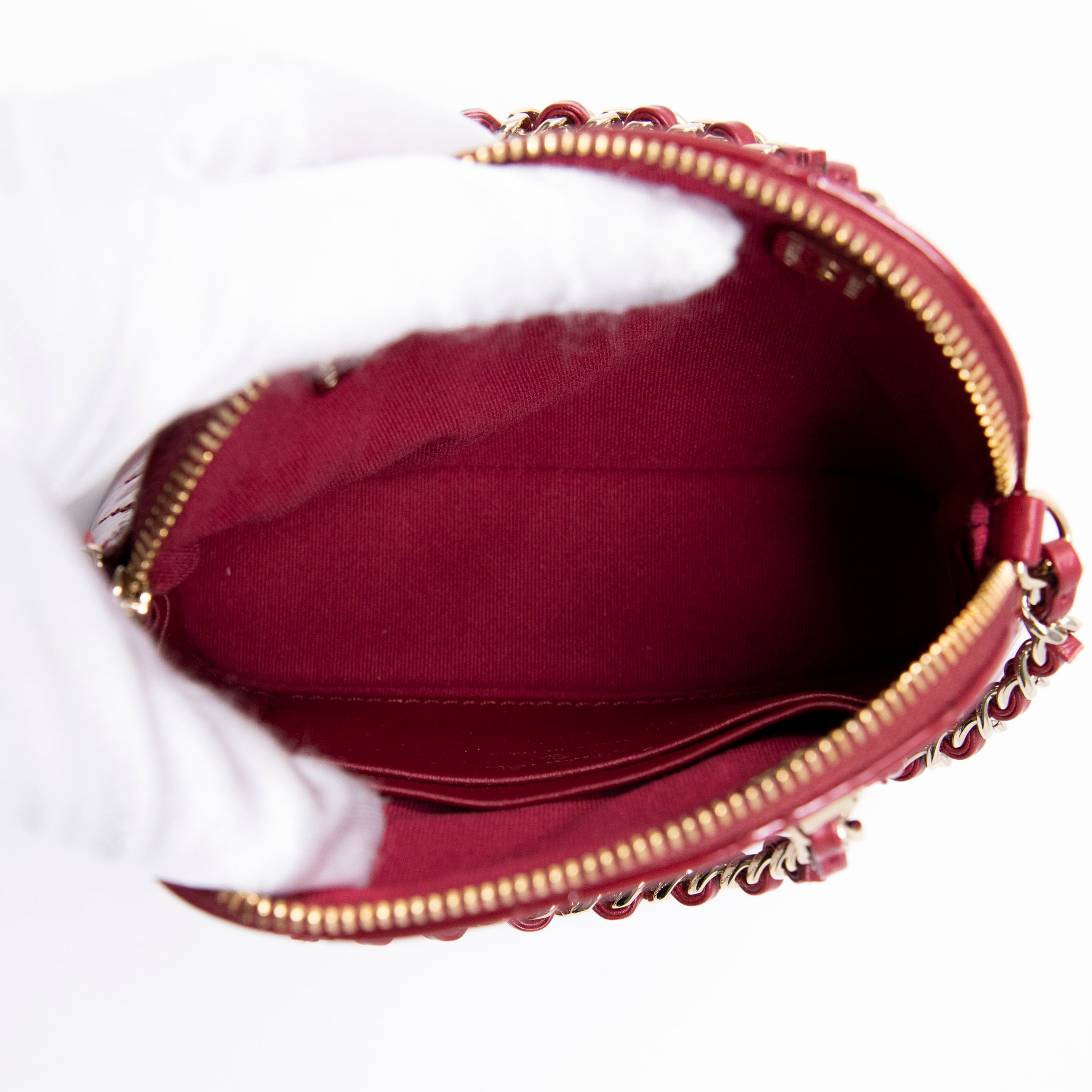 Chanel Burgundy Coco Quilted Leather Crossbody Clutch Bag with Chain - Perfect for Evening Parties, Weddings & Special Occasions