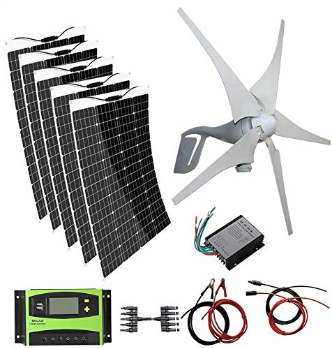 5PCS Solar Panel+400W Wind Turbine