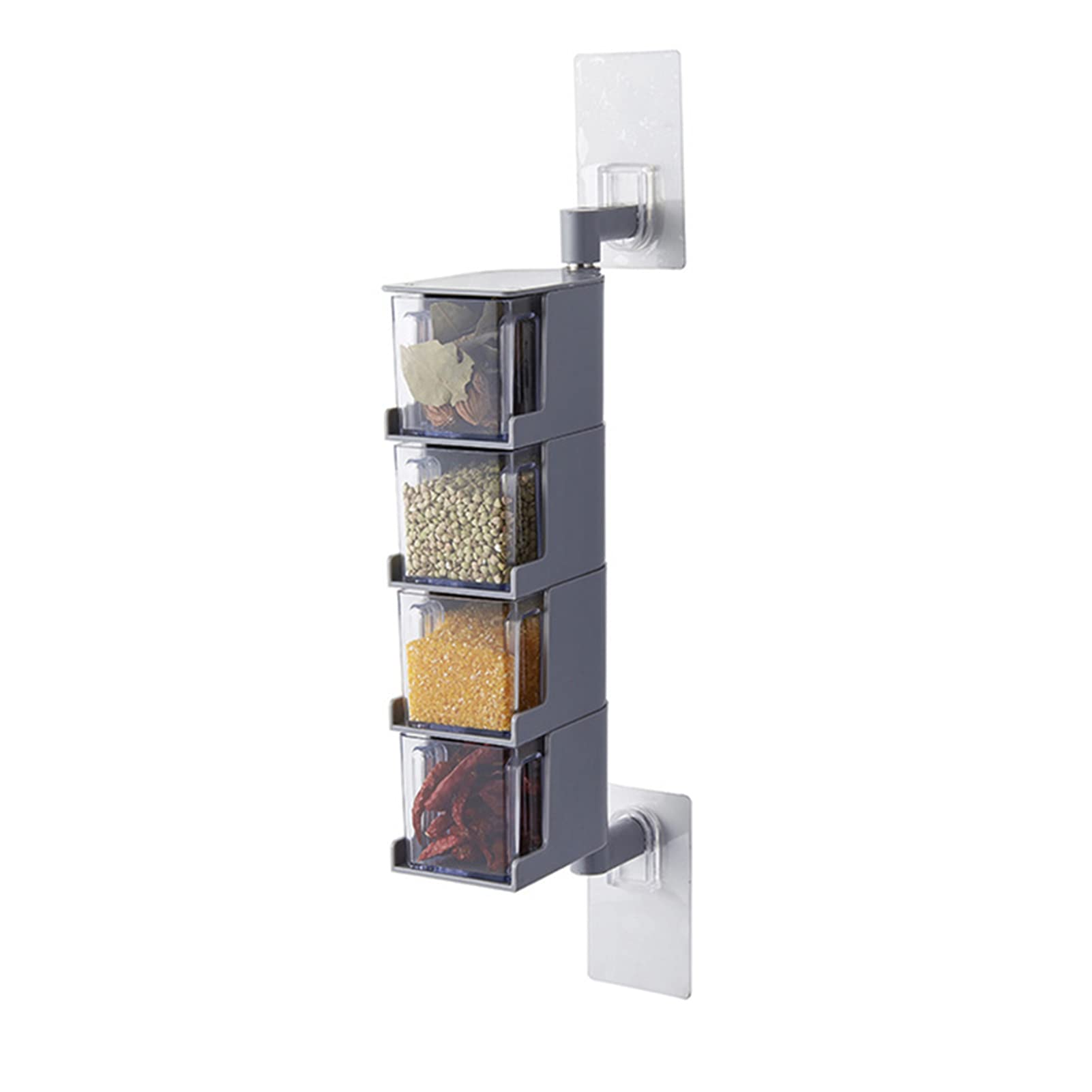 360° Rotating Wall Mount Spice Rack Organizer - 4 Tier Space Saving Spice Storage for Kitchen, Pantry & Cabinet - Gray (Perfect for Small Kitchens & Easy Spice Access)