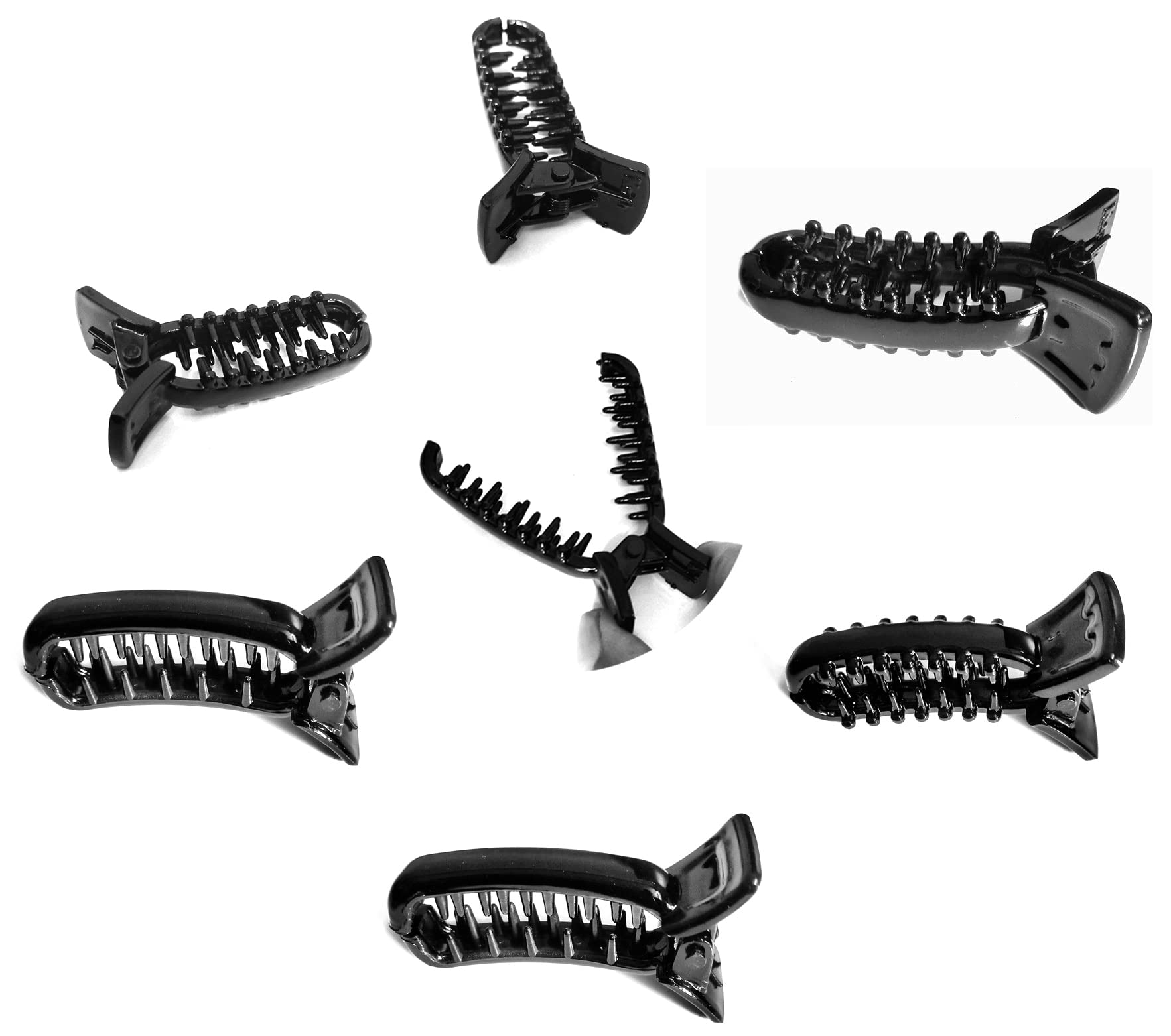 BHARATGAURAV Hair Clips for Women & Girls - 6 Pack Black Banana Hair Clutchers | Non-Slip Hair Accessories for School, Work, Parties & Everyday Use