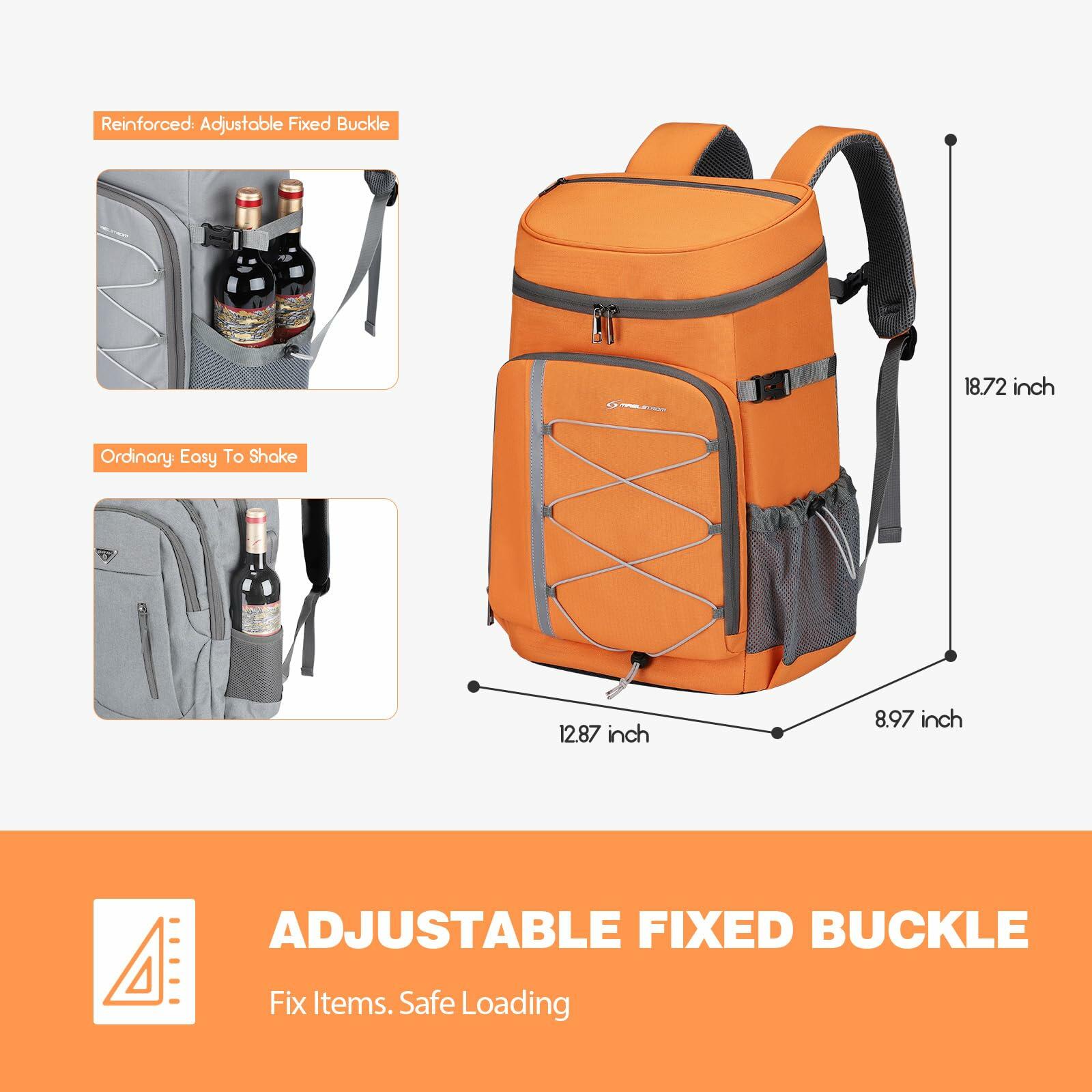 35 Can Leakproof Insulated Backpack Cooler for Camping, Picnics & Outdoor Adventures - Orange Backpack Cooler with Shoulder Straps & Durable Design