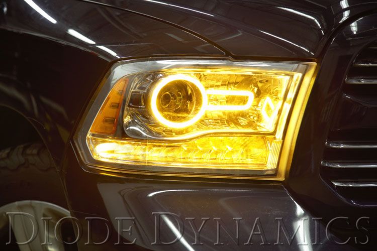 2013-2018 Dodge Ram Switchback LED Halo Headlights - DRL Angel Eye Rings for Daytime Running & Turn Signal - Upgrade Your Truck Lighting for Off-Road & Night Driving