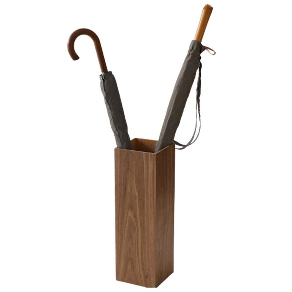 Square Wooden Umbrella Stand with Removable Water Tray - Free Standing Umbrella Holder for Home, Office, Entryway, Hallway & Patio Decor - Perfect for Indoor and Outdoor Use