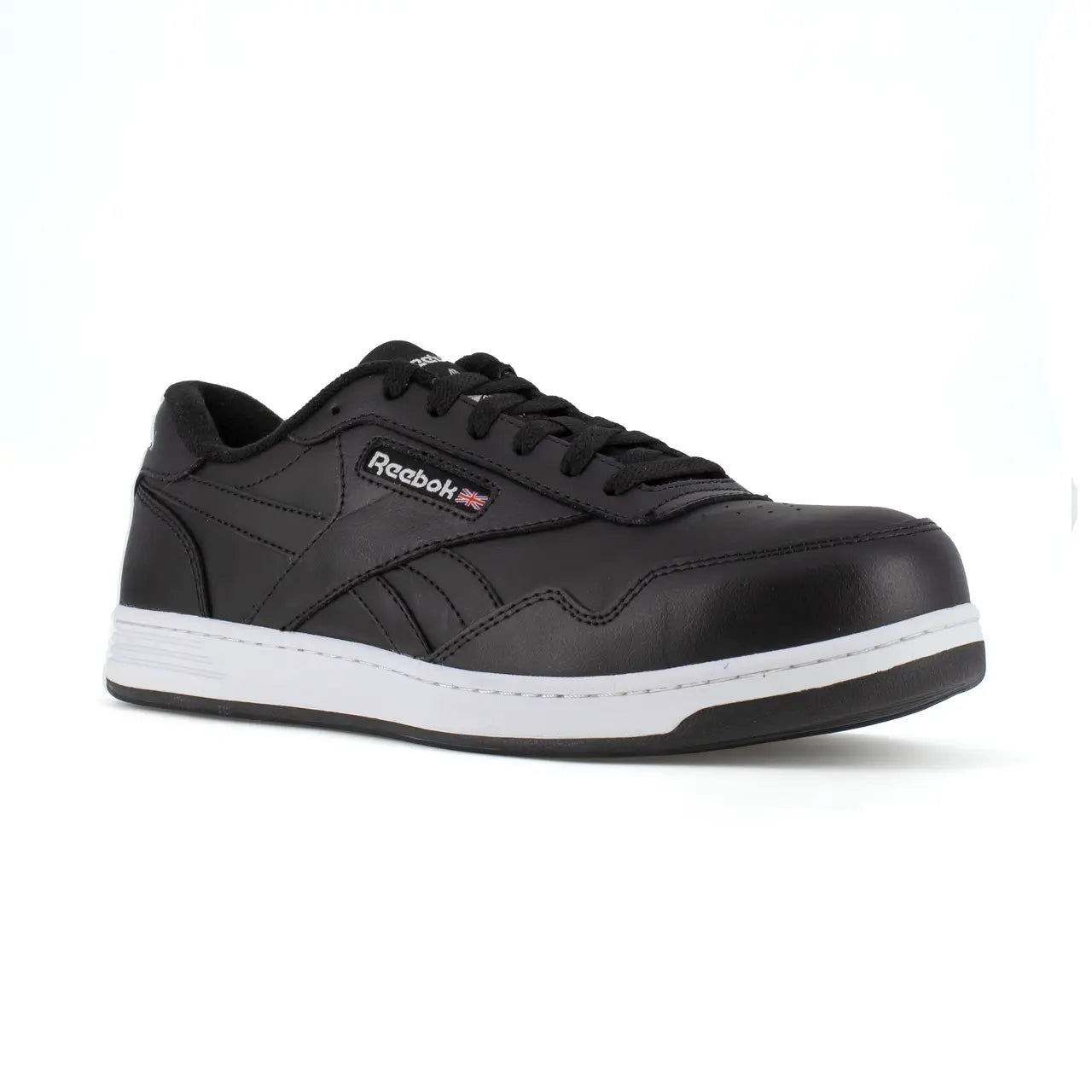 **Men's Composite Toe Work Shoes - Black & White Safety Boots for Construction, Warehouse & Industrial Use**