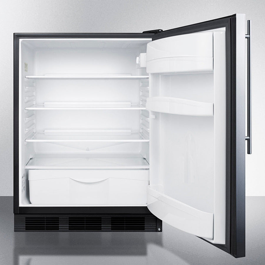 Accucold 24 Inch Wide All Refrigerator with Thin Handle - Energy Efficient Compact Fridge for Home, Office, Dorm, or Garage (Model FF6BKSSHV) - Perfect for Small Spaces, Beverage Storage & Extra Cooling Needs