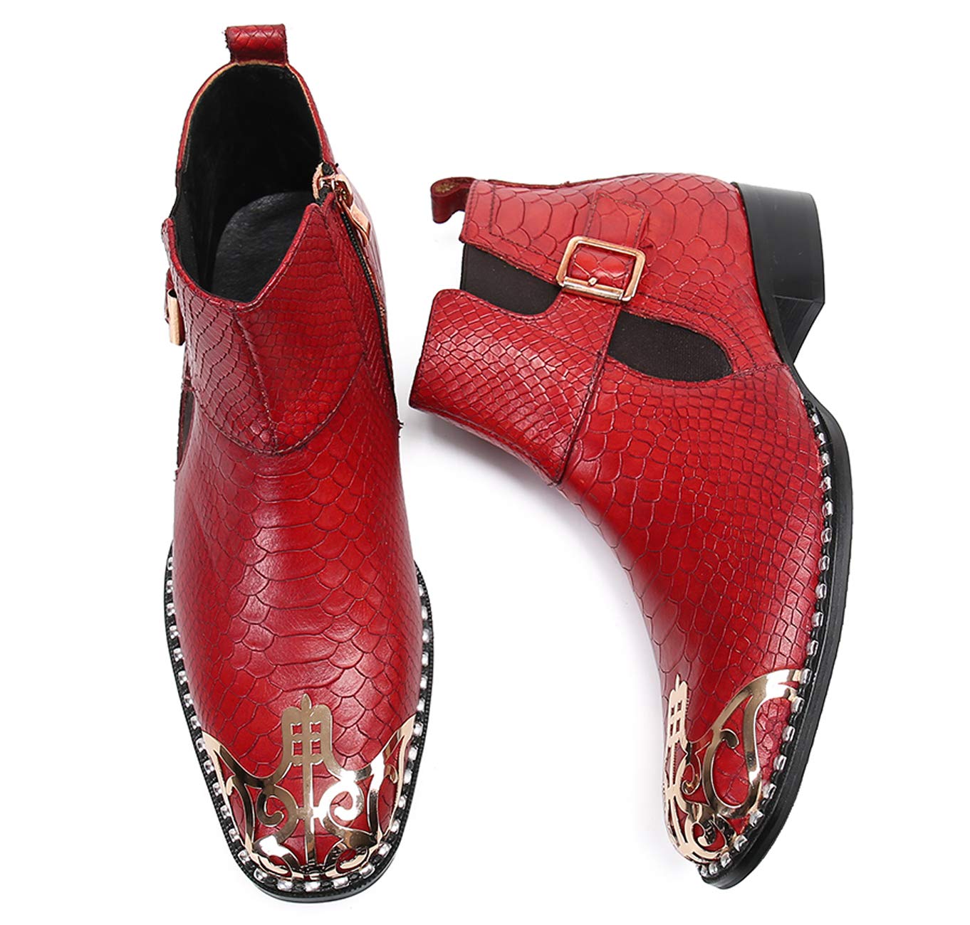 Men's Western Chelsea Boots - Genuine Leather Dress Boots with Metal Tip & Zipper | Stylish Cowboy Boots for Casual & Formal Wear
