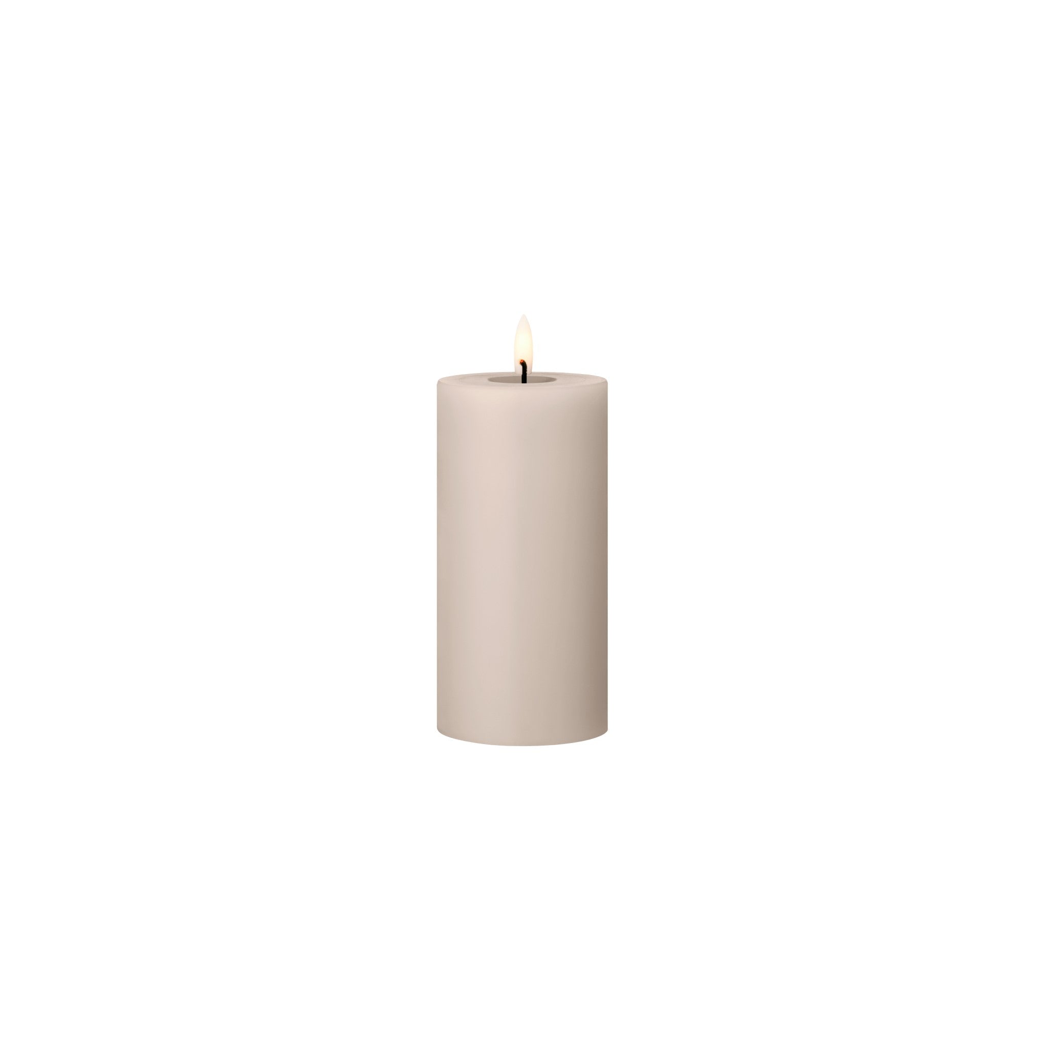 ESTER & ERIK LED Pillar Candle - 15cm Flameless Battery Operated Decorative Light - Linen Grey Color for Home Decor, Wedding Centerpieces & Romantic Ambiance