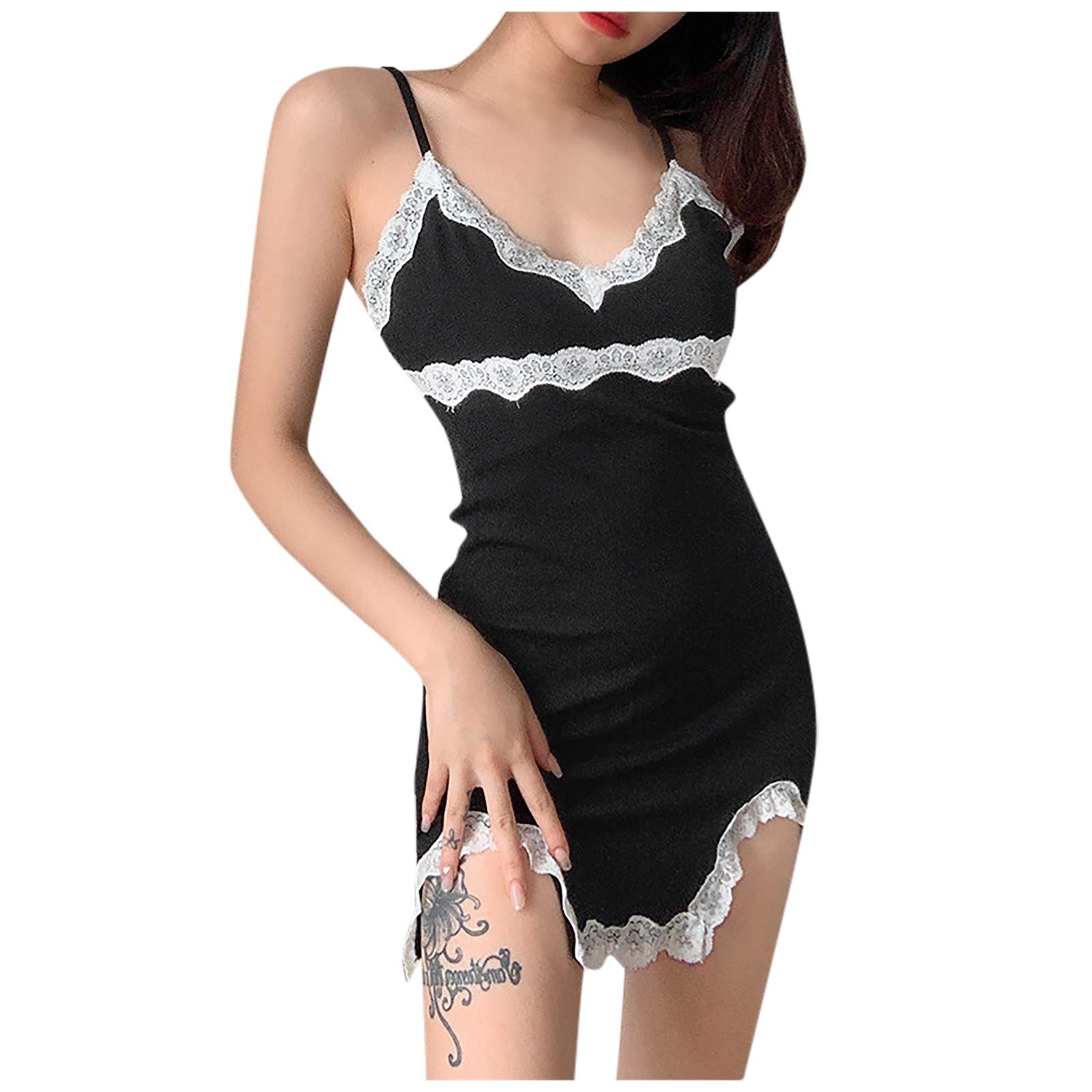 Elegant Lace Suspender Mini Dress for Women - Sexy Floral Summer Dress with Cross Webbing Design | Perfect for Date Nights, Parties & Casual Outings