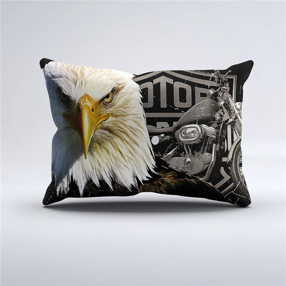Motorcycle Bald Eagle Duvet Cover Set - 3PCS for Queen Bed, Home Decor