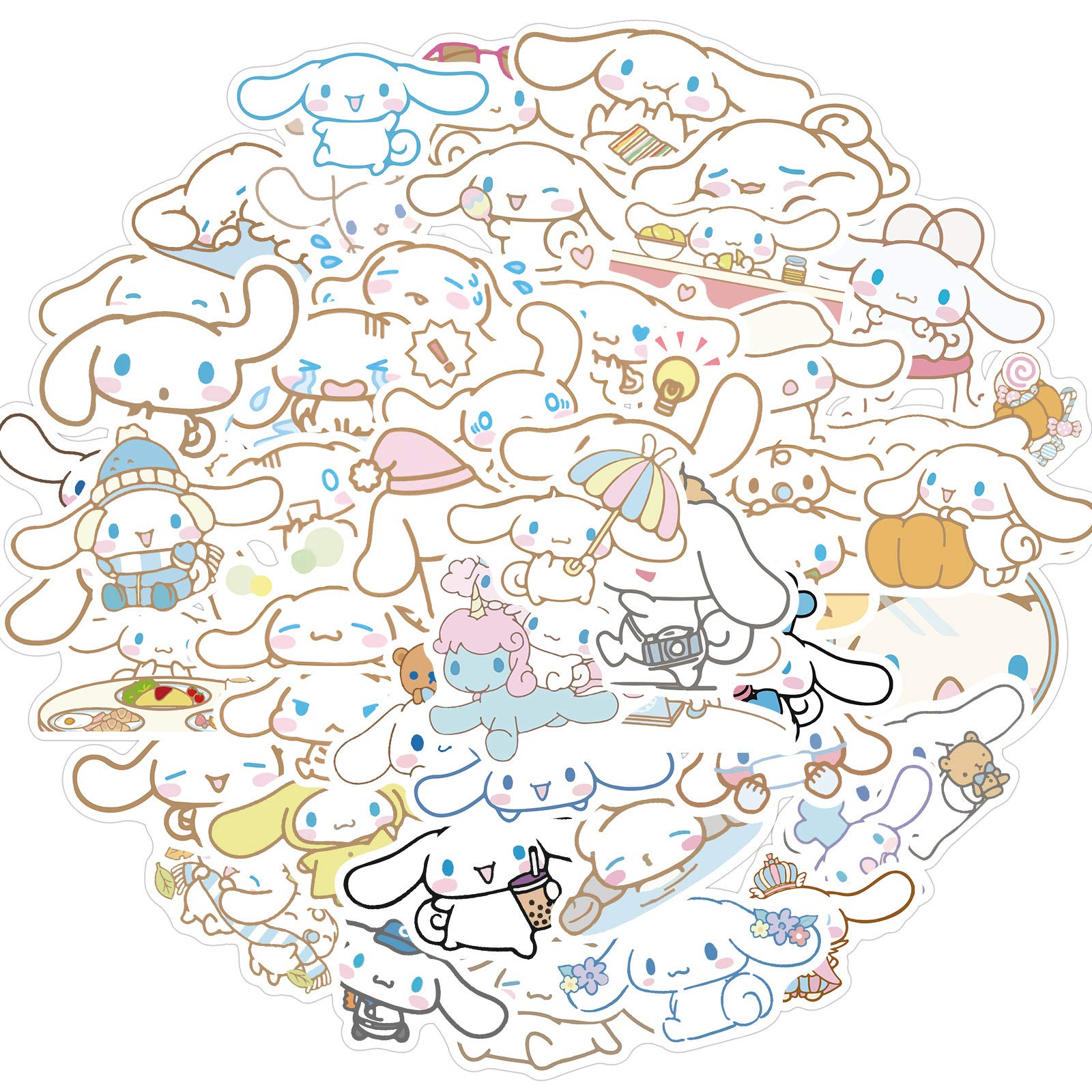 50 Pcs Cinnamoroll Vinyl Waterproof Stickers - Cute Sanrio Decals for Laptop, Water Bottle, Phone, Car, Hard Hat & More | Perfect for DIY Crafts, Scrapbooking & Personalizing Your Belongings