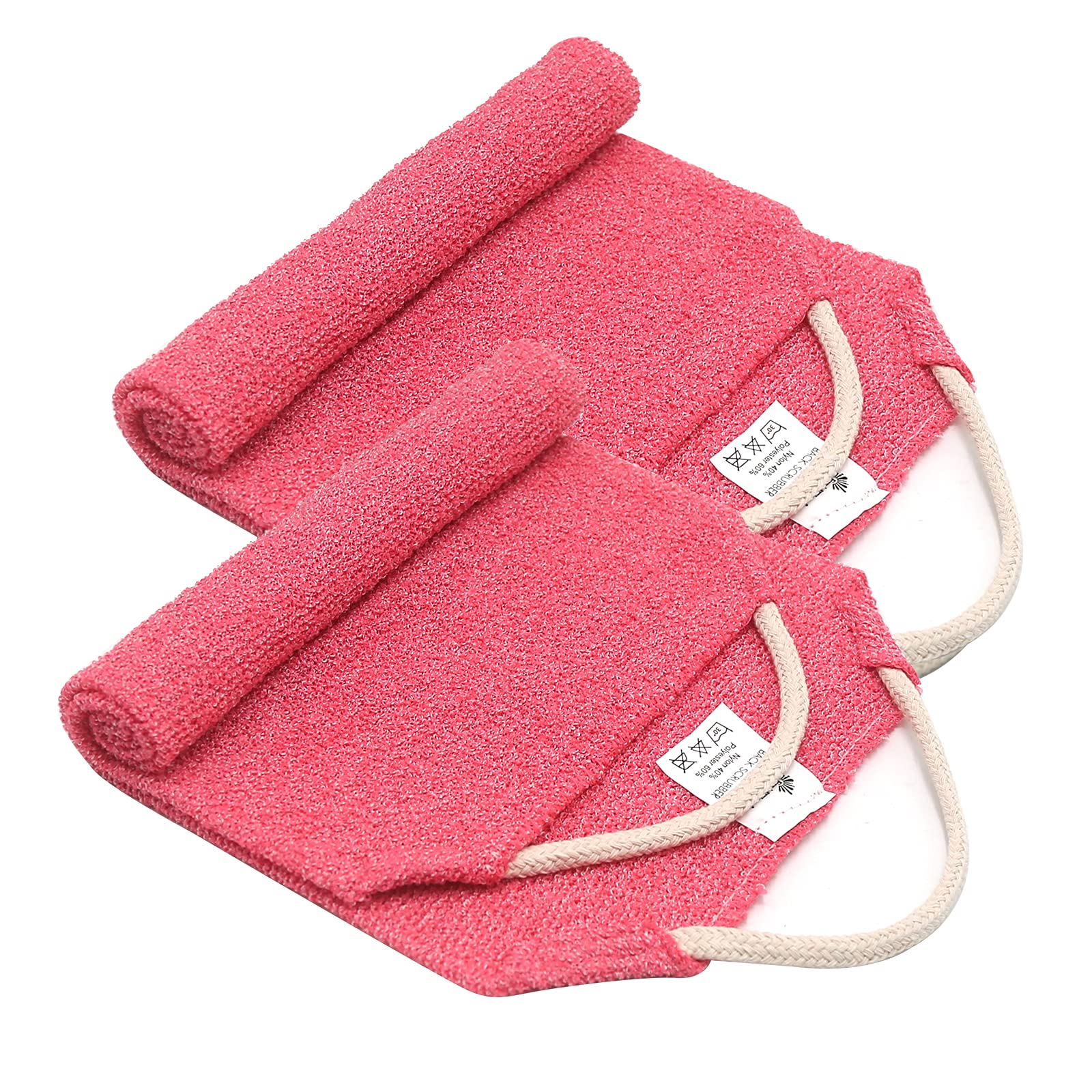 Exfoliating Back Scrubber with Handles - Dual-Sided Body Scrubber for Deep Cleansing & Skin Massage | Improves Blood Circulation | Shower Exfoliator for Men & Women | 2 Pack Pink | Perfect for Spa Days & Relaxing Bath Time
