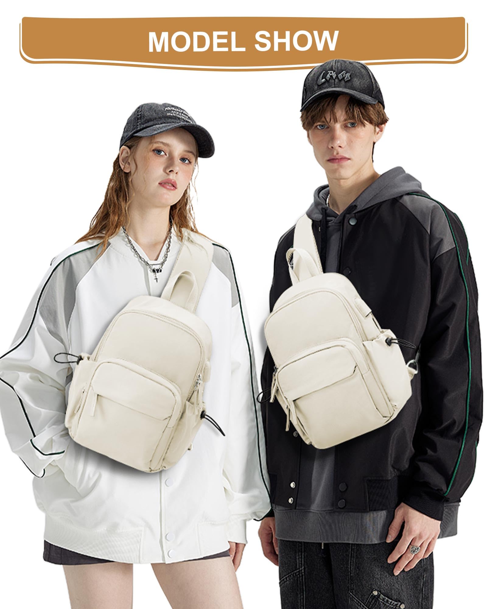 Tactical Sling Crossbody Bag for Men & Women - Anti-Theft Mini Shoulder Backpack for Motorcycle, Travel, Hiking & Outdoor Sports - Lightweight Chest Daypack (Off-White) | Perfect for Commuting, Gym & Everyday Use