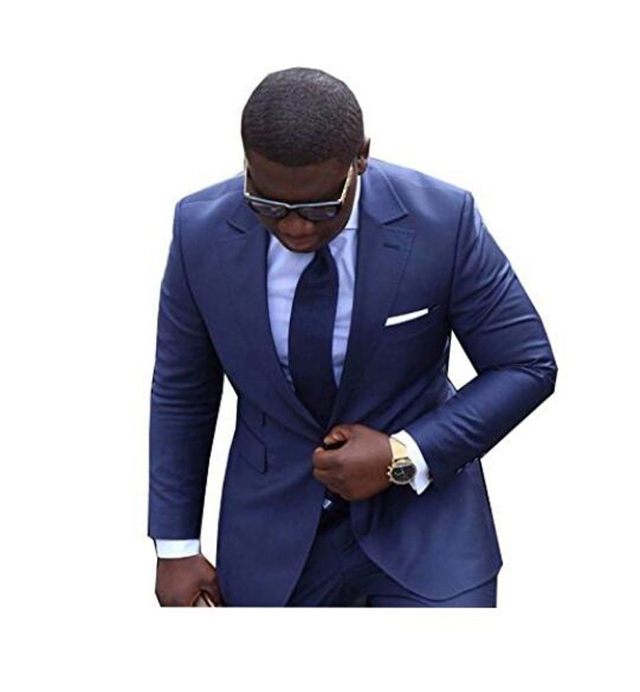 Blue Notch Lapel One Button Groom Tuxedo | Men's Wedding Suit & Prom Tuxedo | Formal Attire for Weddings, Parties & Special Events