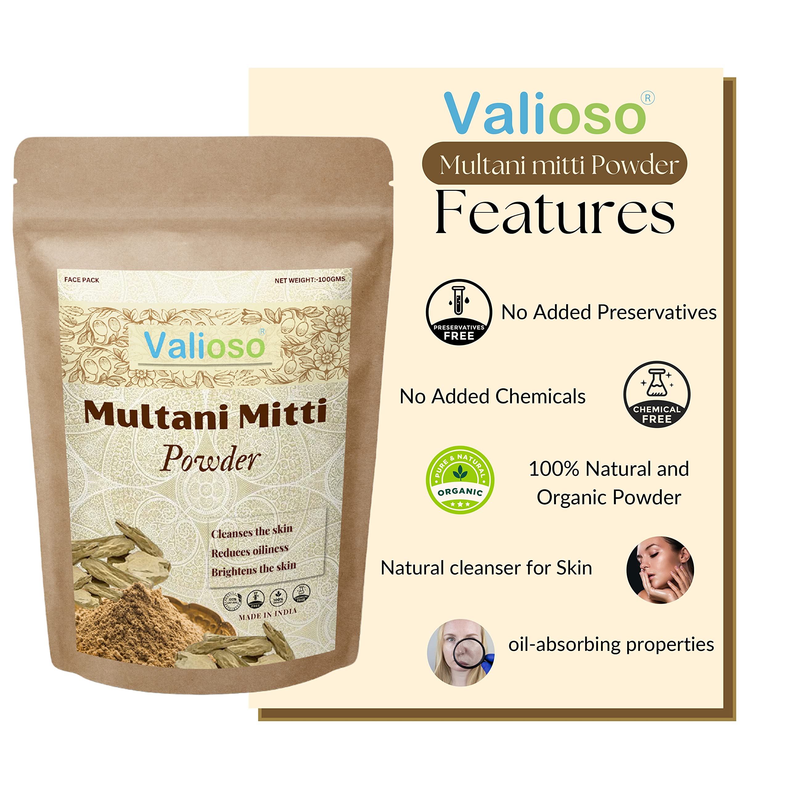 Premium Wild Turmeric Powder (Kasthuri Manjal) for Skin Brightening + Indigo Powder for Natural Hair Dye + Multani Mitti Clay for Face & Hair Care - 100g x 3 Pack | DIY Beauty, Ayurvedic Remedies, Organic Skincare Routine