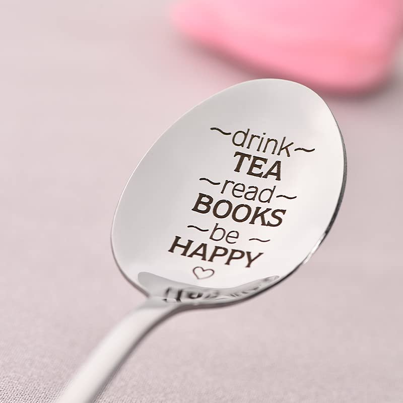 Tea Spoon Gift Set for Book Lovers - Stainless Steel Tea Spoons for Women & Men - Perfect for Tea Drinking & Reading - Great Graduation, Birthday Gifts for Students, Friends & Family - Ideal for Book Clubs, Cozy Reading Nooks & Tea Parties