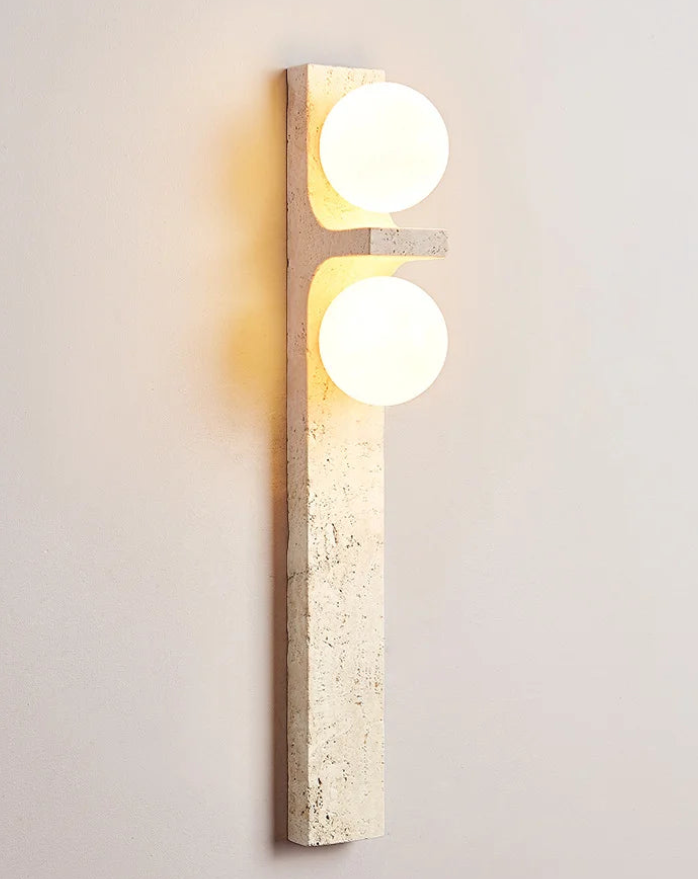 Lumina Twin Globe Marble Wall Sconce - Modern Marble & Glass Wall Light Fixture for Bedroom, Living Room, Hallway - Elegant Home Decor Lighting