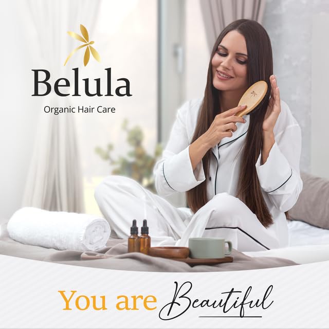 Belula 100% Boar Bristle Hair Brush Set for Women - Natural Soft Bristles for Thin & Fine Hair, Includes Wooden Comb, Travel Bag & Spa Headband - Perfect for Daily Hair Care, Travel & Salon Styling