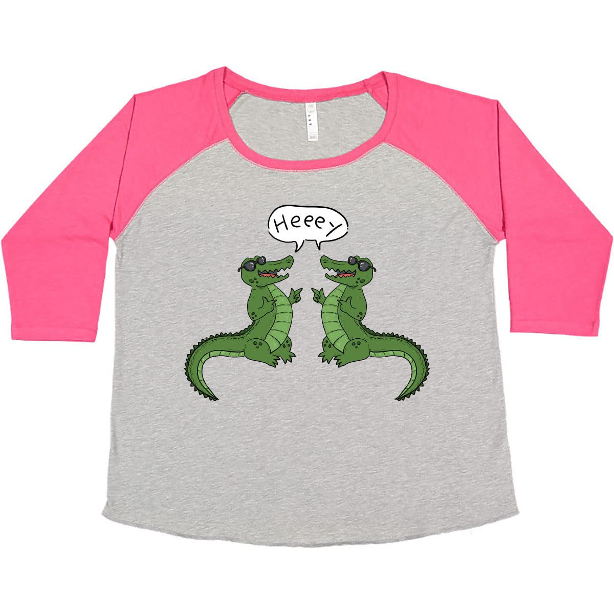 Heeey Cool Green Gators in Sunglasses Women's Plus Size Graphic T-Shirt - Soft Cotton Casual Tee for Everyday Wear, Weekend Outfits & Fun Gifts