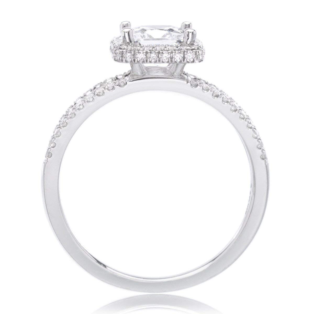 1 Carat Princess Cut Moissanite Engagement Ring for Women - Platinum Plated Silver 10K/14K/18K Gold Halo Wedding Band with Custom Text Engraving - Perfect for Proposals, Anniversaries & Special Occasions