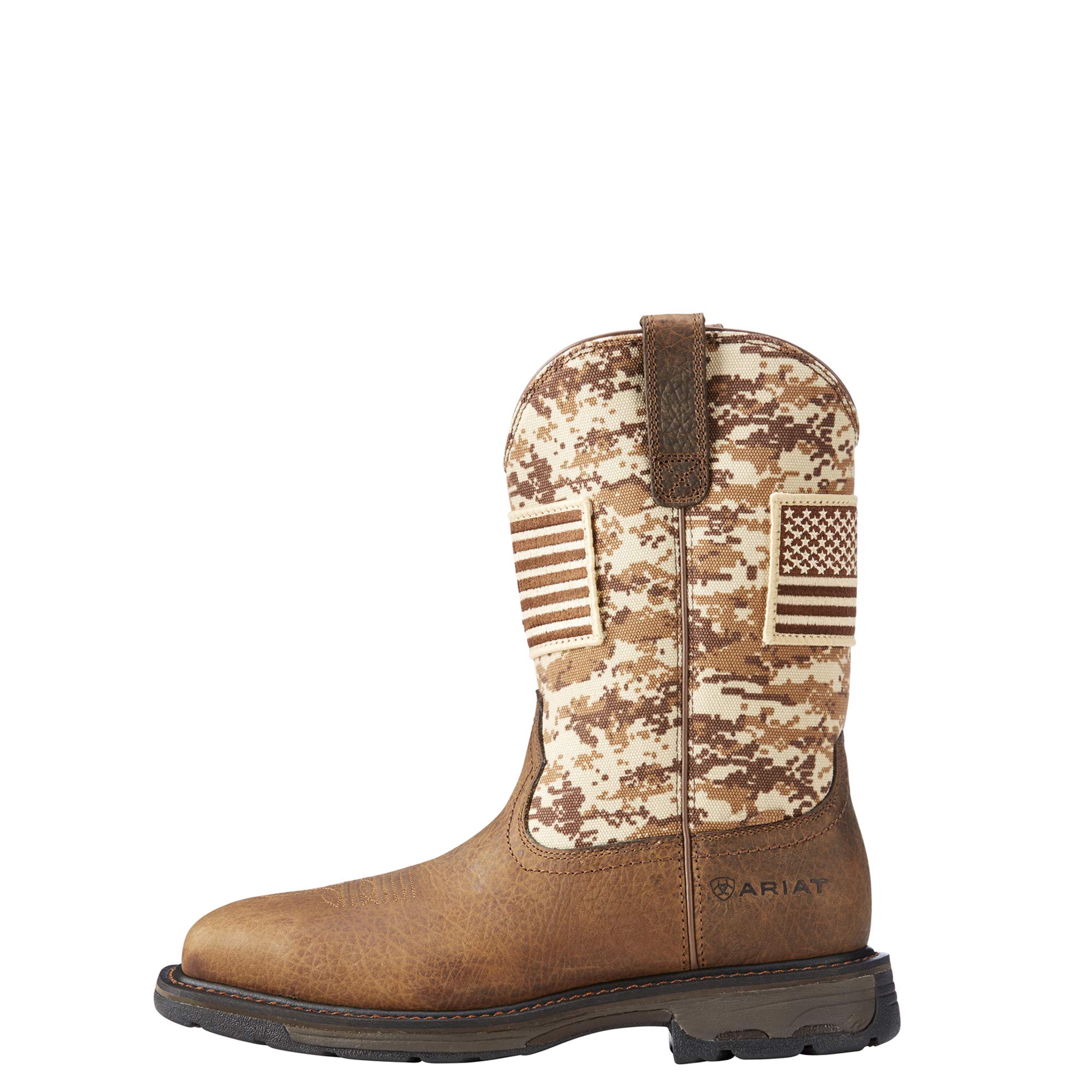 ARIAT Men's Brown Western Work Boots - Size 11 Pull-On Knee-High Cowboy Boots with Block Heel & Breathable Leather for Ranch Work, Rodeo & Outdoor Activities