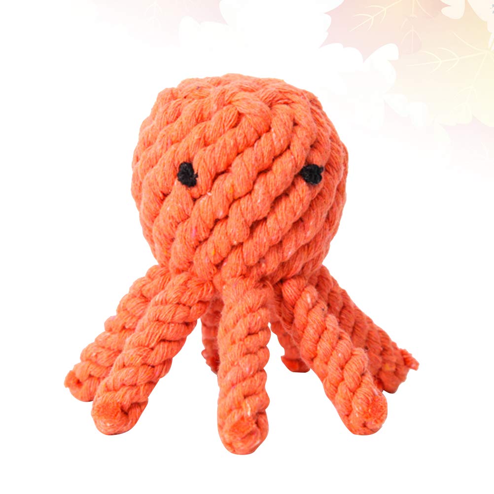 ABOOFAN Funny Cotton Rope Octopus Chew Toy for Dogs & Cats - Durable Teething Puppy Toy, Interactive Pet Play Toy (Orange) - Perfect for Puppy Teething Relief, Training Rewards & Party Favors