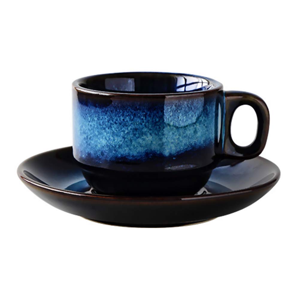 DOITOOL 100ml Ceramic Coffee Cup with Saucer - Unique Ceramic Juice Mug, Milk Mug for Tea, Espresso & Hot Beverages - Perfect for Home, Office & Cafe Use
