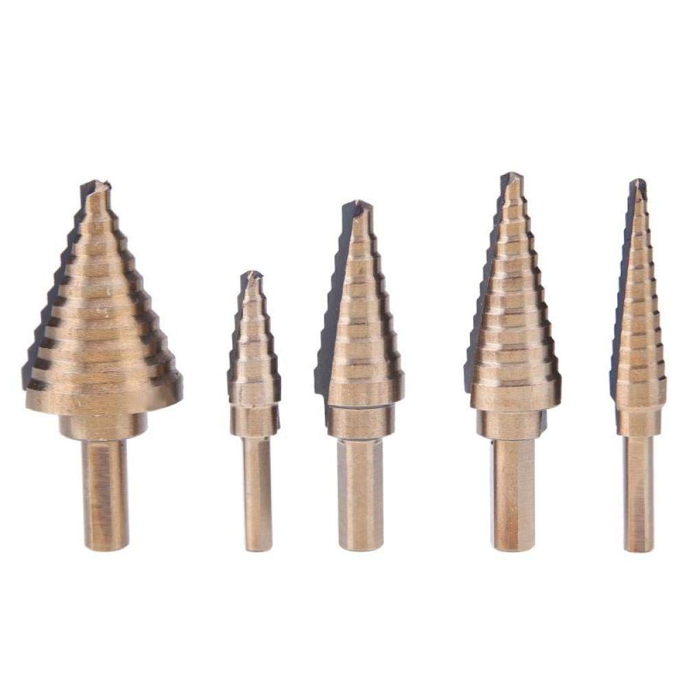 5-Piece HSS Cobalt Step Drill Bit Set - 50 Sizes for Metal & Wood Cutting | Multi-Hole Cone Shaped Drill Bits in Aluminum Case | Perfect for DIY Projects, Home Repairs & Professional Metalworking