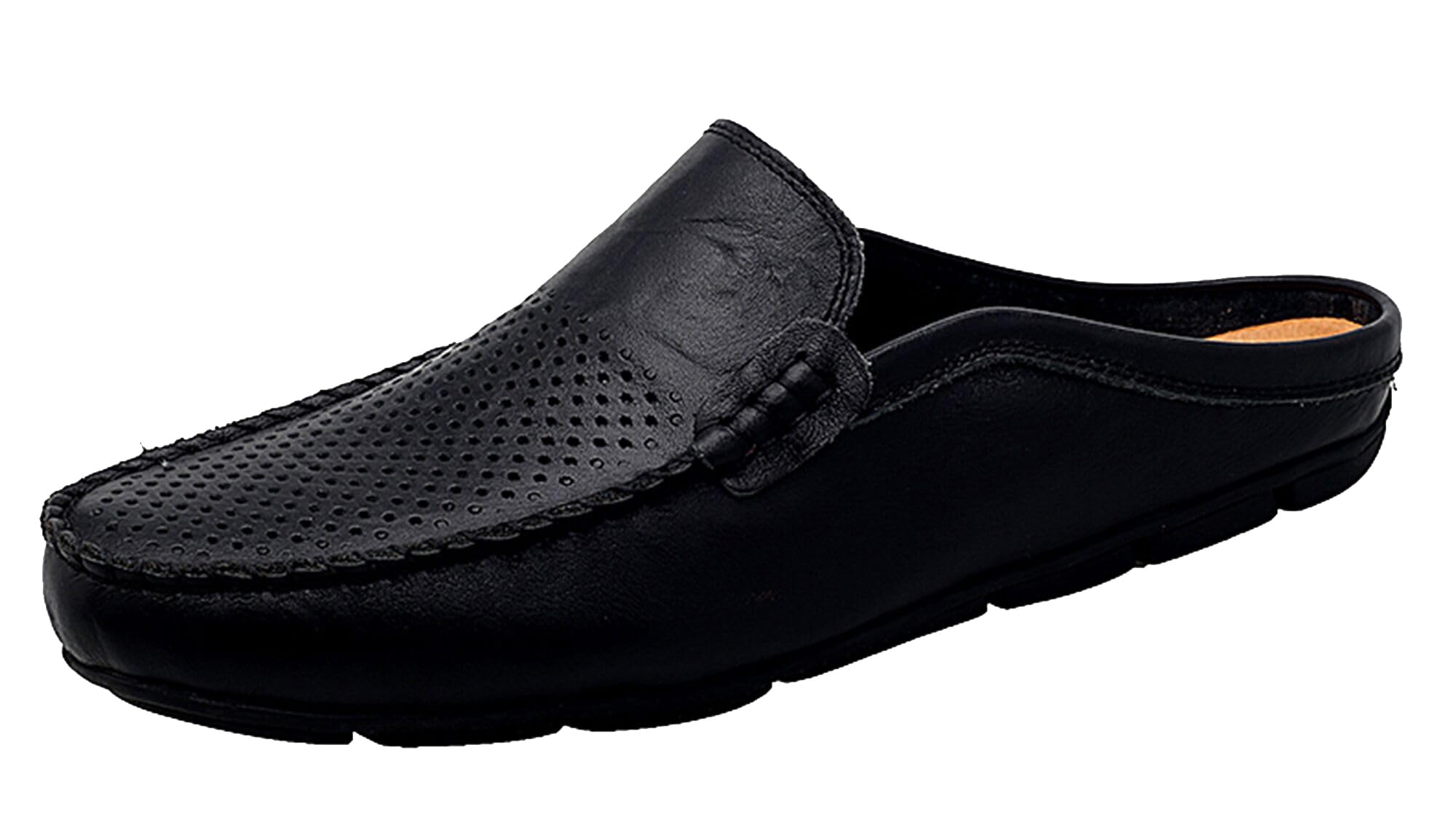 Go Tour Men's Breathable Leather Mules Clogs - Slip-On Casual Loafers & Slippers for Home, Office & Outdoor Walking