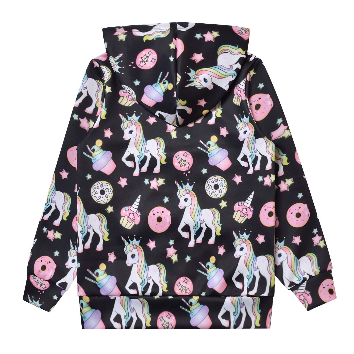 Girls Zip Up Hoodie Jacket - Cute Unicorn & Cat Print Pullover Sweatshirt with Kangaroo Pockets | Warm Casual Wear for School, Playdates & Outdoor Activities