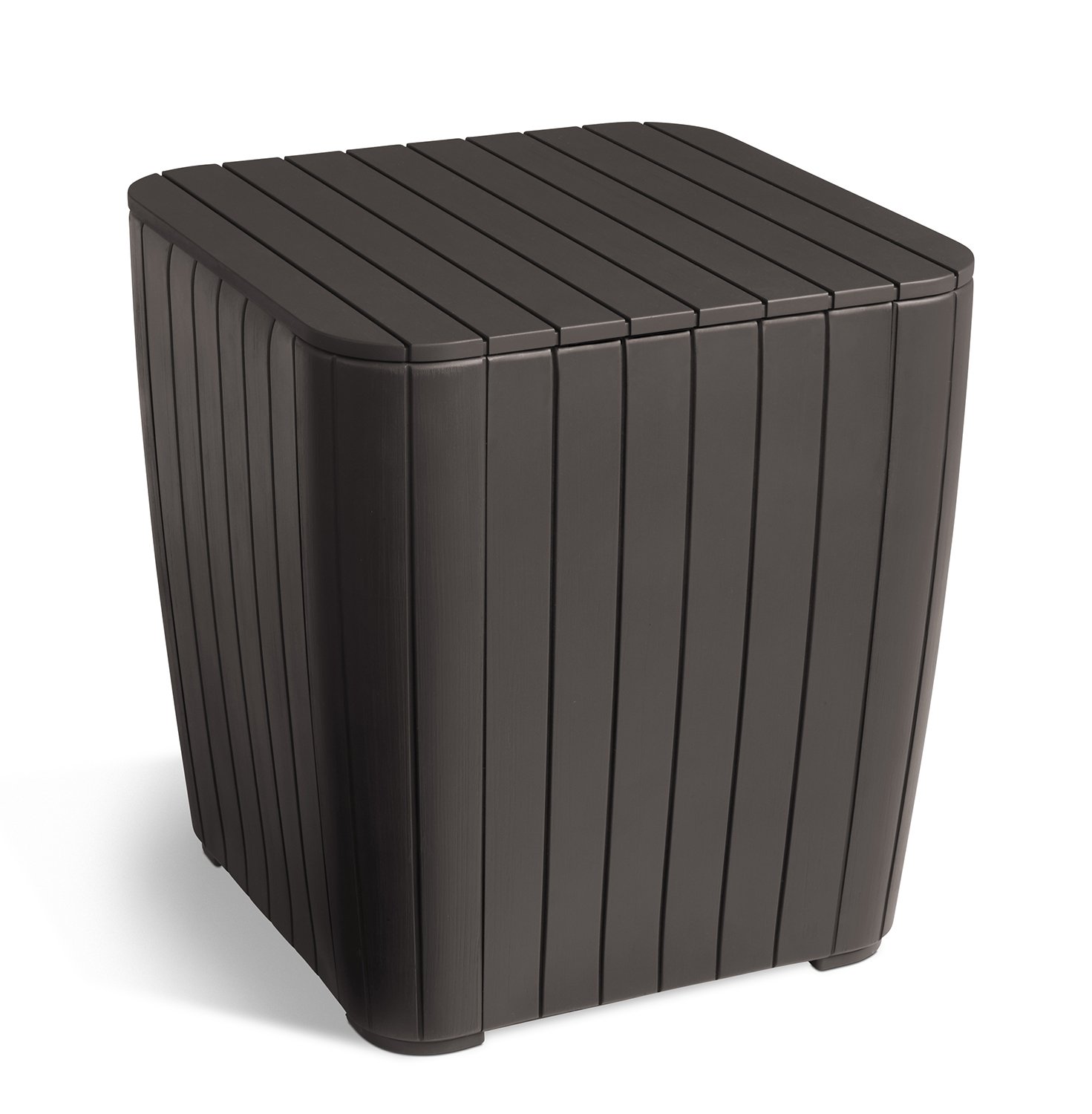 Keter Resin Luzon Outdoor Table with Hidden Storage - Patio Furniture for Cushions & Decor, Matte Brown - Perfect for Backyard, Garden & Poolside Use