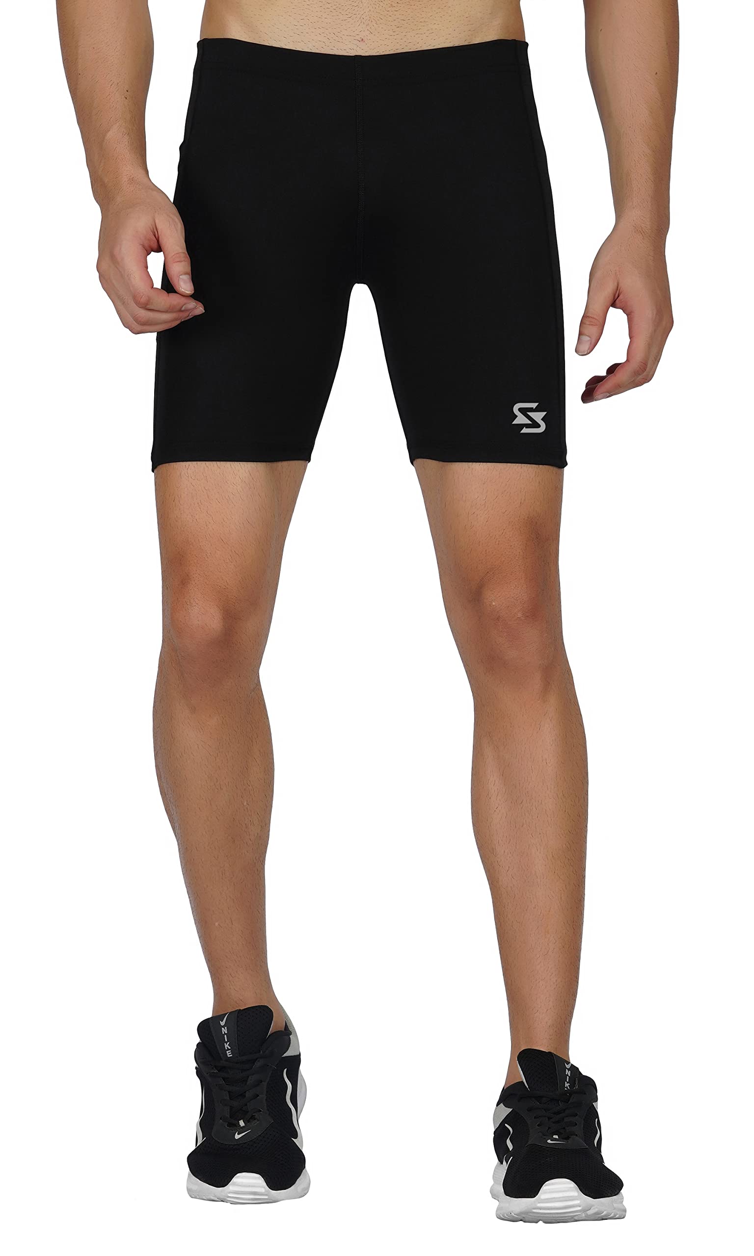 Sportinger Men's Compression Shorts - Nylon Workout Tights for Gym, Running, Cycling, Swimming | Basketball, Tennis, Yoga & Sports Activities | Perfect for Training, Competition & Recovery