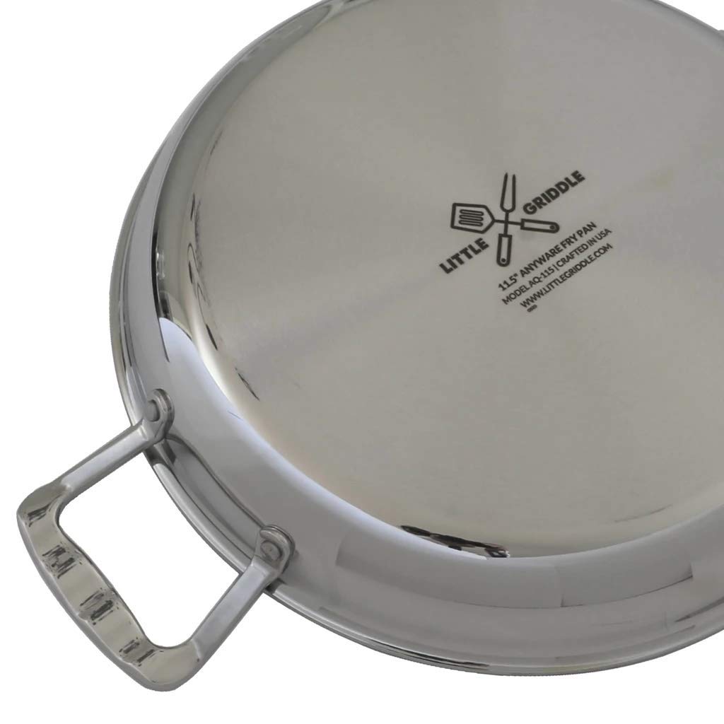 Little Griddle ANYWARE 7-Ply Stainless Steel Fry Pan - Induction Ready, Lifetime Guaranteed - 5-Layer Aluminum Core with Dual Helper Handles - Perfect for Outdoor Camping, Indoor Cooking & RV Kitchens