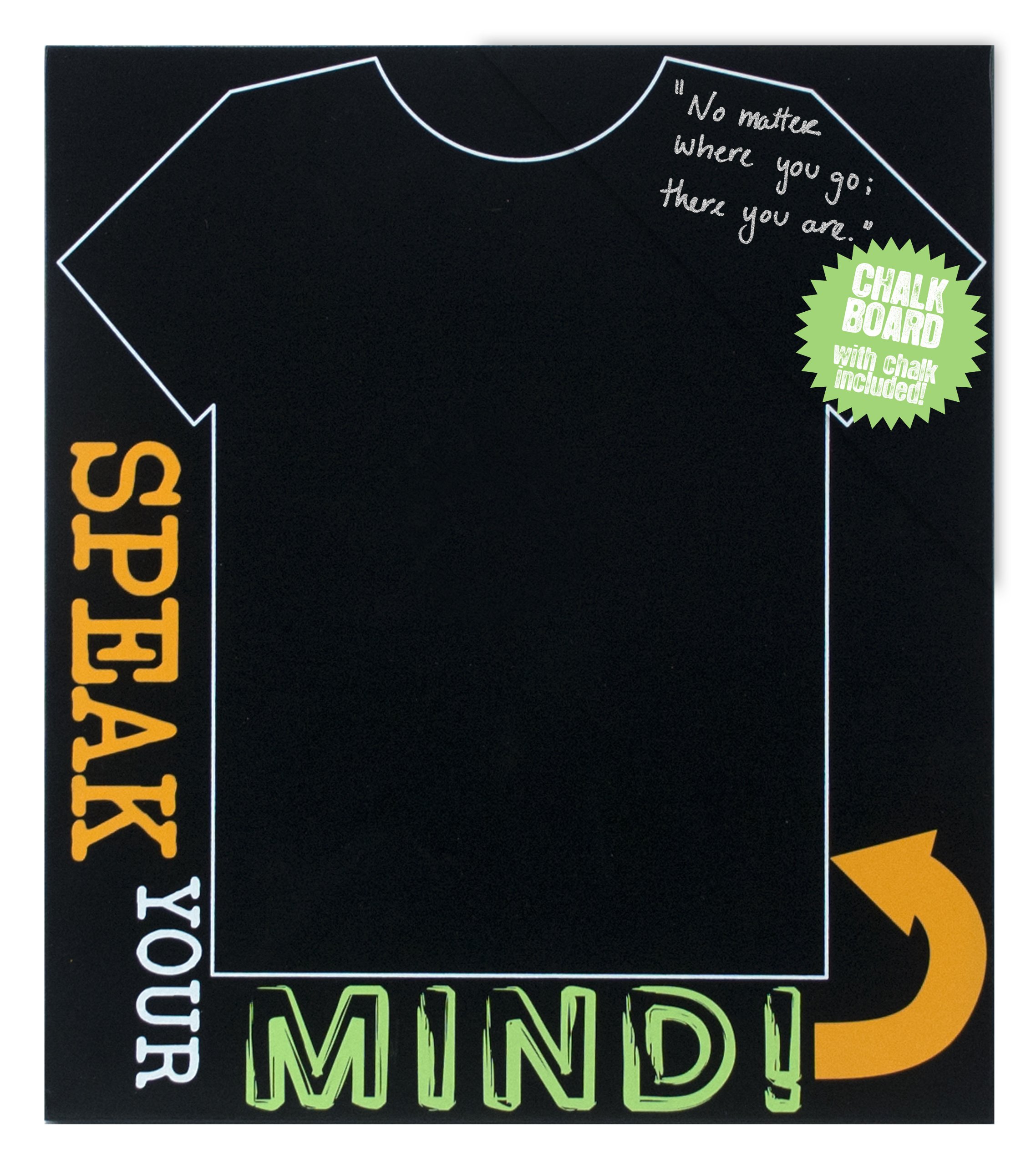 Malden International Designs Modern Graphics Speak Your Mind Chalkboard with Chalk - Wood Frame Black for Home Office, Kitchen, Classroom & Cafe Decor