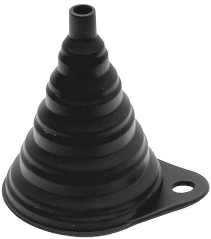 Universal Collapsible Silicone Fuel Funnel - Foldable Oil Funnel for Gas, Diesel & Liquids - Space Saving Black Design for Car, Boat, Motorcycle & Home Use