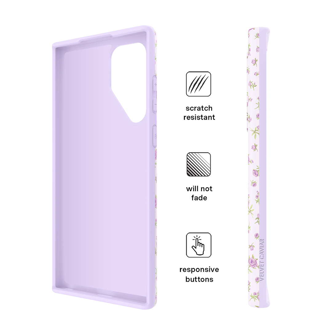 Elegant Lilac Floral Samsung Phone Case - Slim Protective Cover for Galaxy S21/S22/S23 - Perfect for Daily Use, Work & Travel